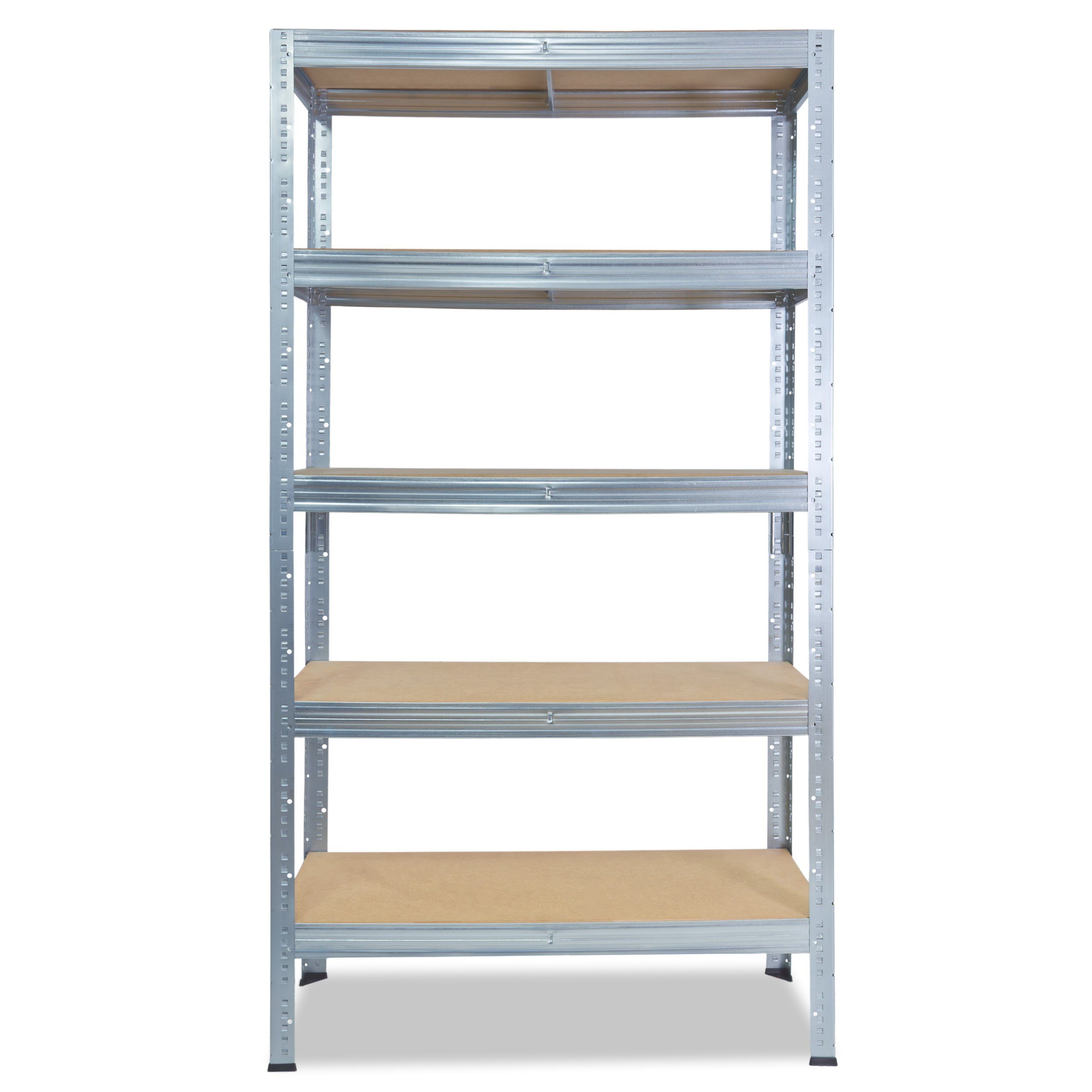 Metall Steckregal PROFI, mit Tragkraft, 200kg Regale shelfplaza Regal Schwerlastregal Böden Werkstattregal als Metallregal Garagenregal, Kellerregal, je 180x110x30cm verzinkt, & Lagerregal, 5