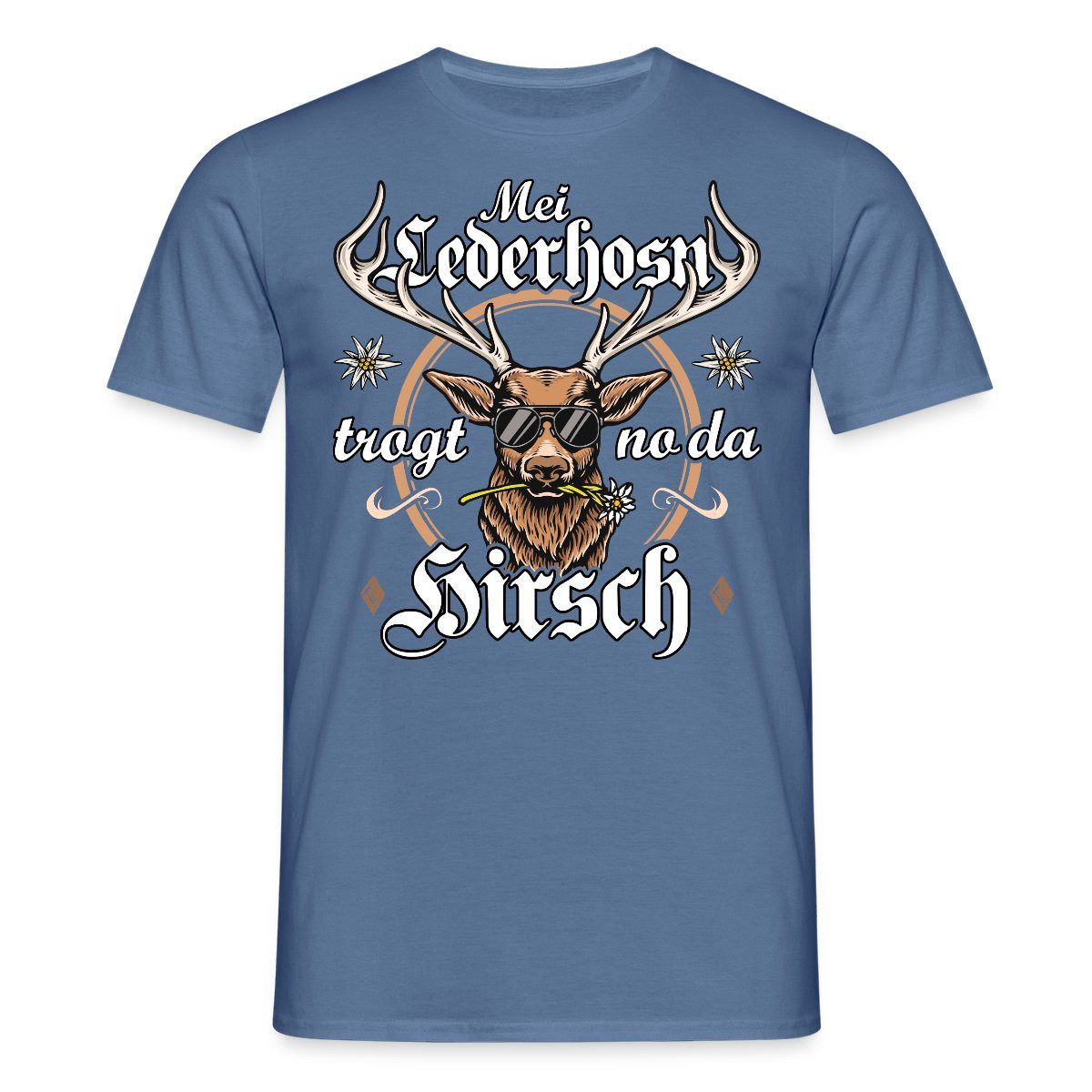 Spreadshirt T-Shirt Mei Lederhosn Trogt No Da Hirsch Wiesn Männer T-Shirt ( günstig online kaufen