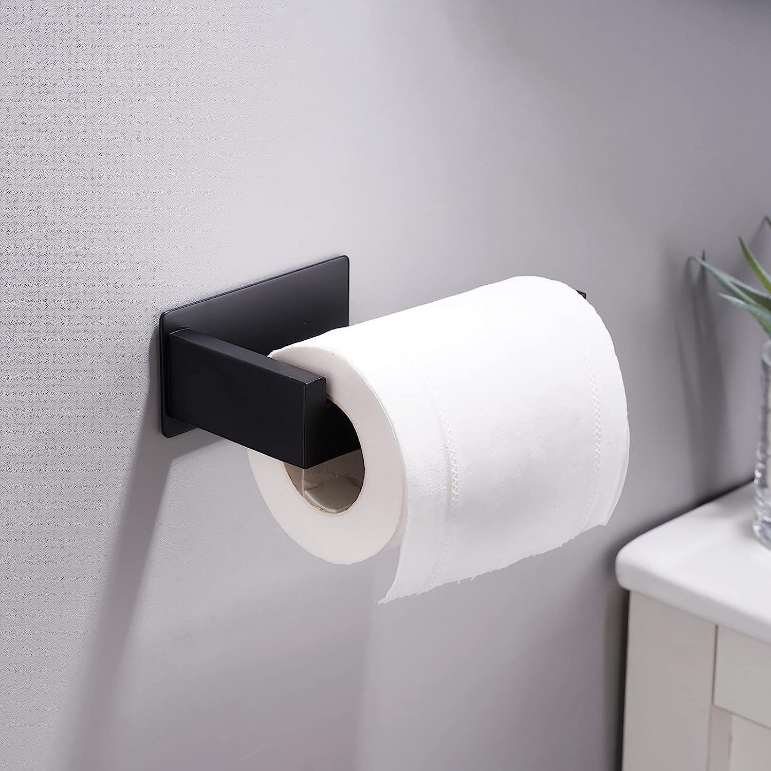 NUODWELL Toilettenpapierhalter Schwarz Klopapierhalter Edelstahl für Küche Selbstklebend Badezimmer und