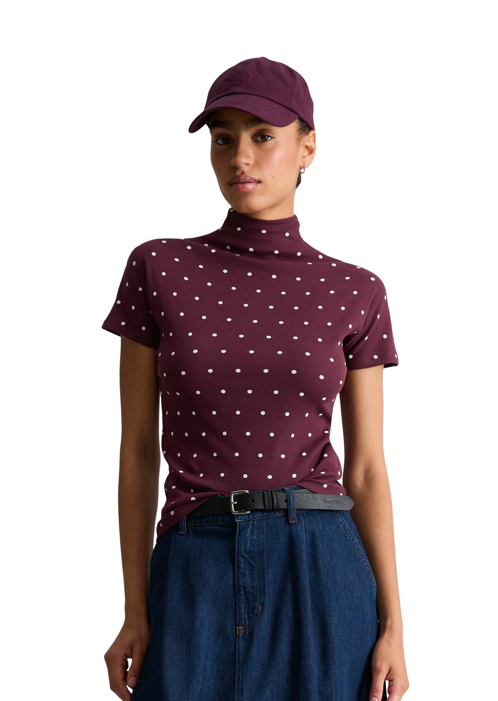 Marc O'Polo DENIM T-Shirt Geripptes Jersey-Top slim aus Stretch-Jersey