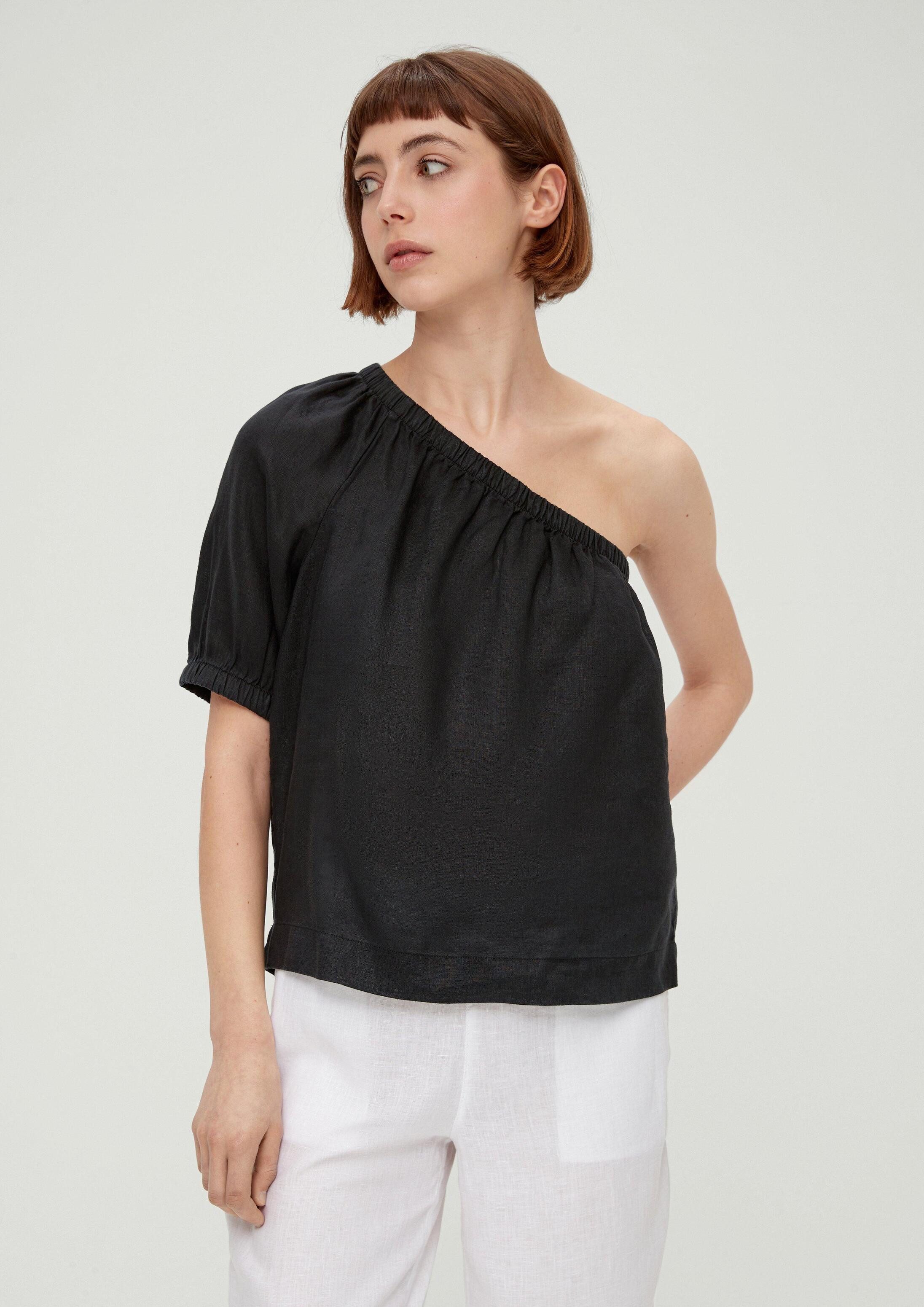 s.Oliver Kurzarmbluse Bluse One-Shoulder-Bluse