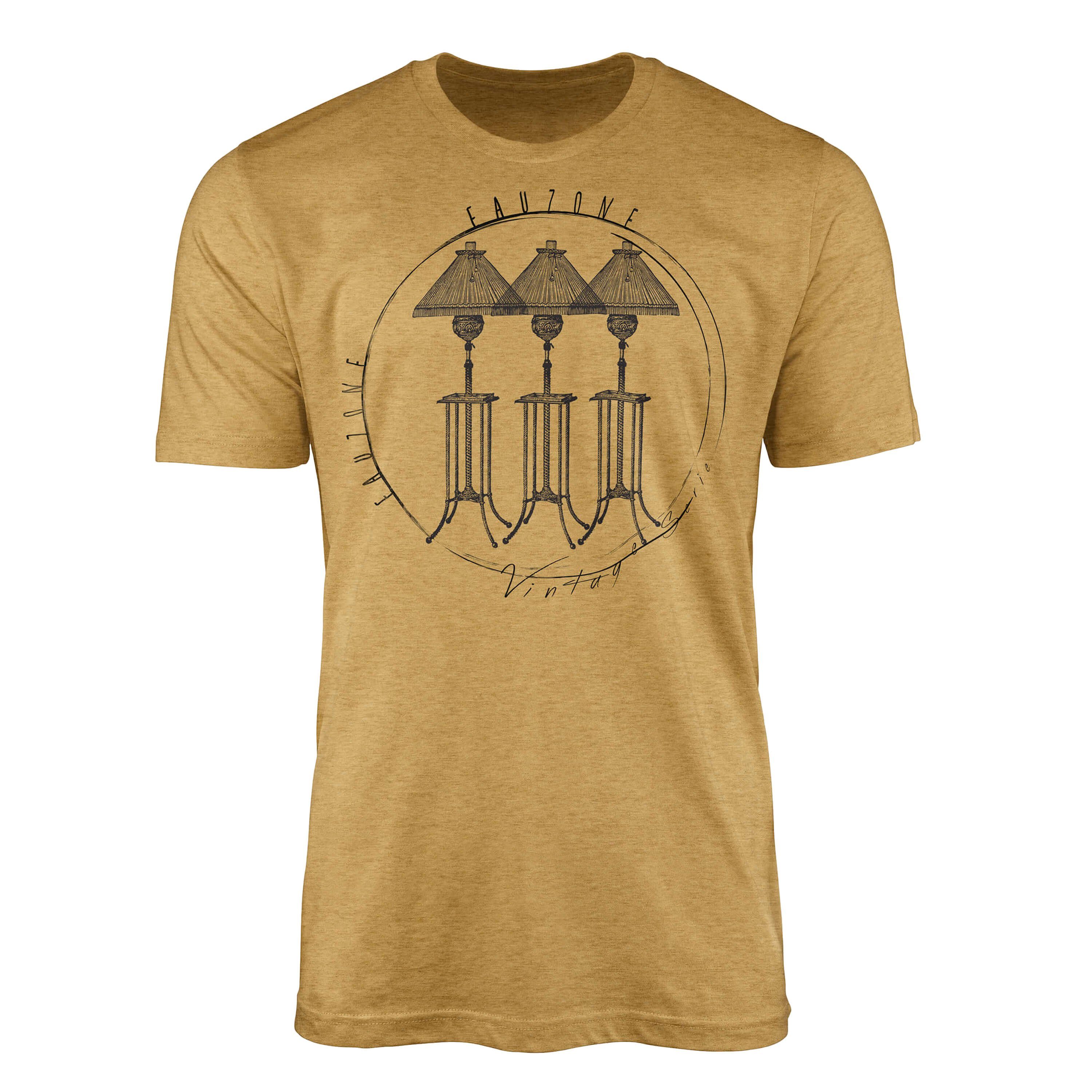 Sinus Art T-Shirt Vintage Herren T-Shirt Stehlampen Antique Gold