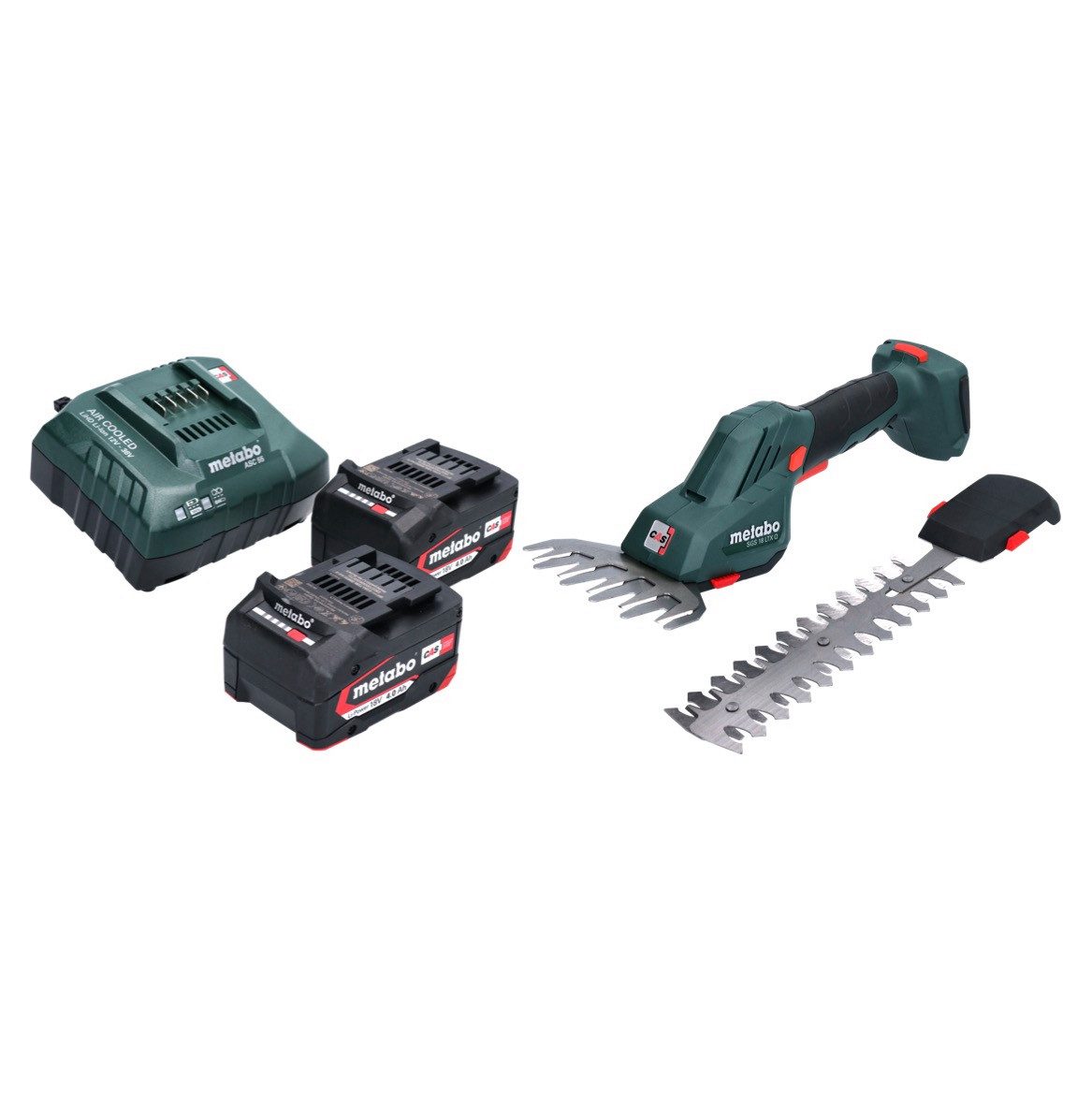metabo Akku-Grasschere SGS 18 LTX Q Akku Gras und Strauchschere 18 V + 2x Akku 4,0 Ah + Lade