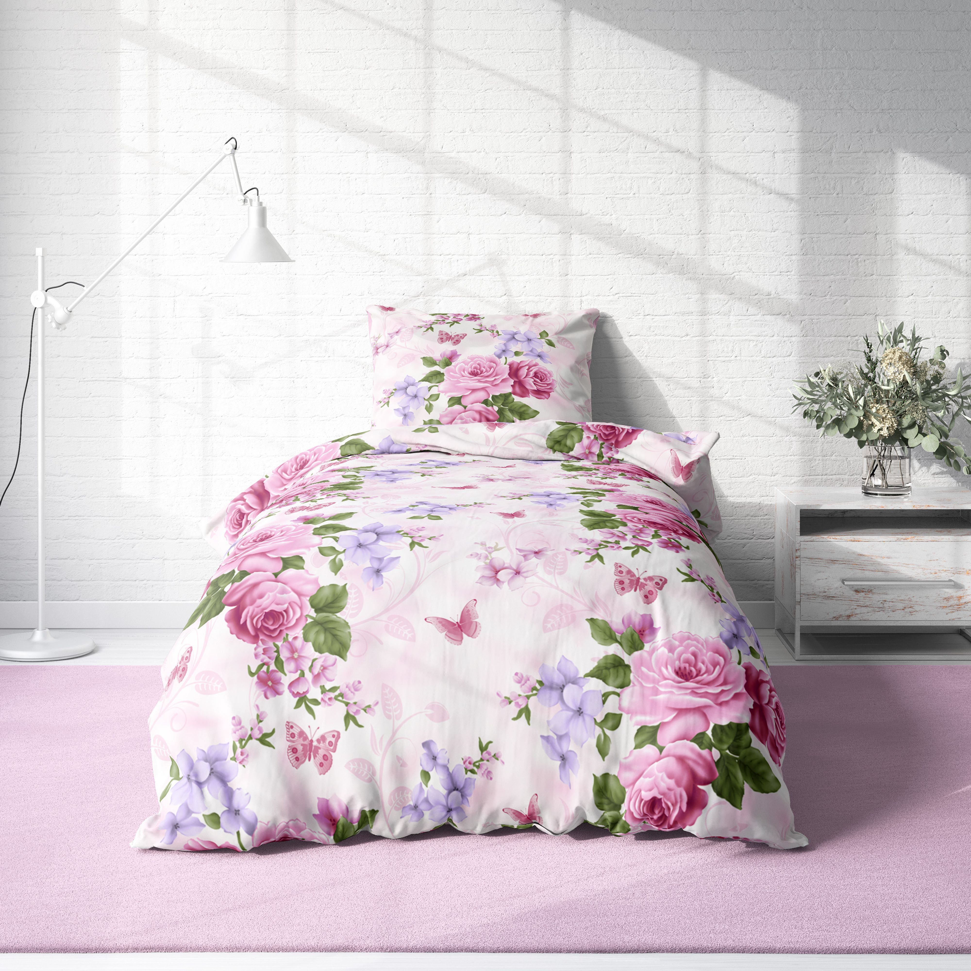 One Home Bettwäsche Motive, Mikrofaser, 2 teilig, Blumen geblümt floral Nat günstig online kaufen