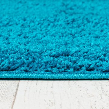 Hochflor-Teppich Hochflor Shaggy Teppich für Wohnzimmer - Höhe 30 mm Türkis, Mazovia, 60 x 100 cm, Pflegeleicht, Einfarbig Uni, Langflor, Rechteckig, Weich