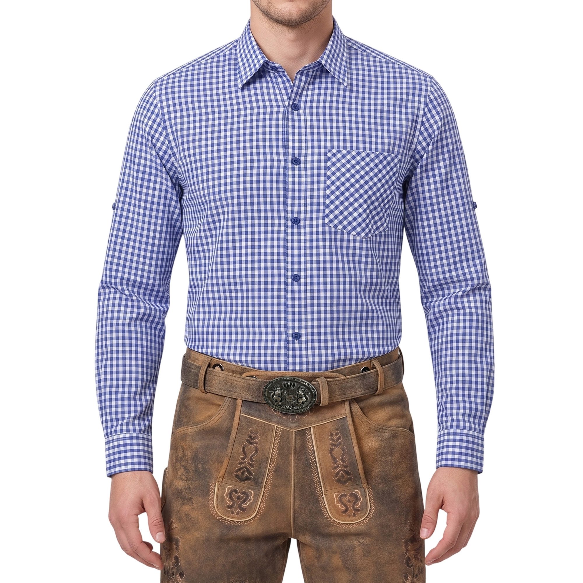 German Wear Trachtenhemd GW1217 Trachtenhemd für Trachten Lederhosen aus Baumwolle kariert