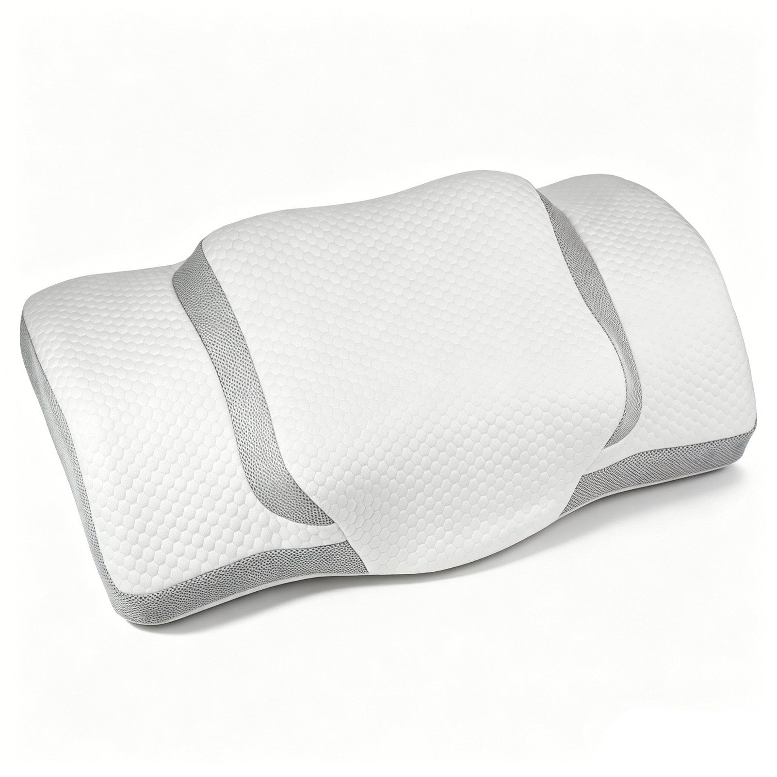 Esun Kopfkissen Nackenstützkissen Orthopädisches, Seitenschläferkissen, Memory Foam, Füllung: 100% Memory Foam, Rückenschlafer, Bauchschlafer, Seitenschlafer, Set, atmungsaktiv und weich Ergonomisches Nackenstützkissen, Ergonomische Kopfkissen 5-Zonen-Stützsystem Kissen