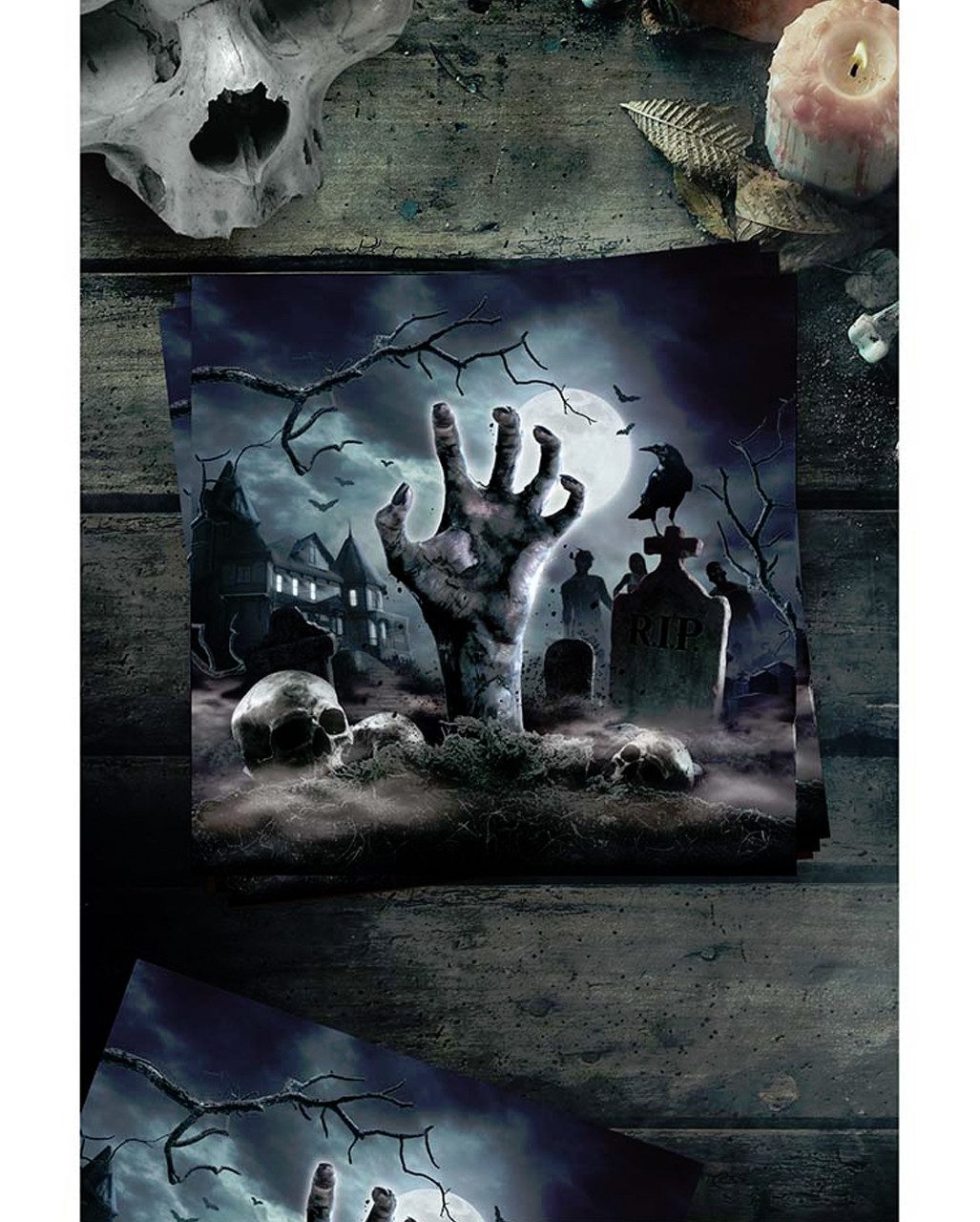 Horror-Shop Papierserviette Zombie Friedhof Papier Servietten für Halloween 12 – Bild 2 von 3
