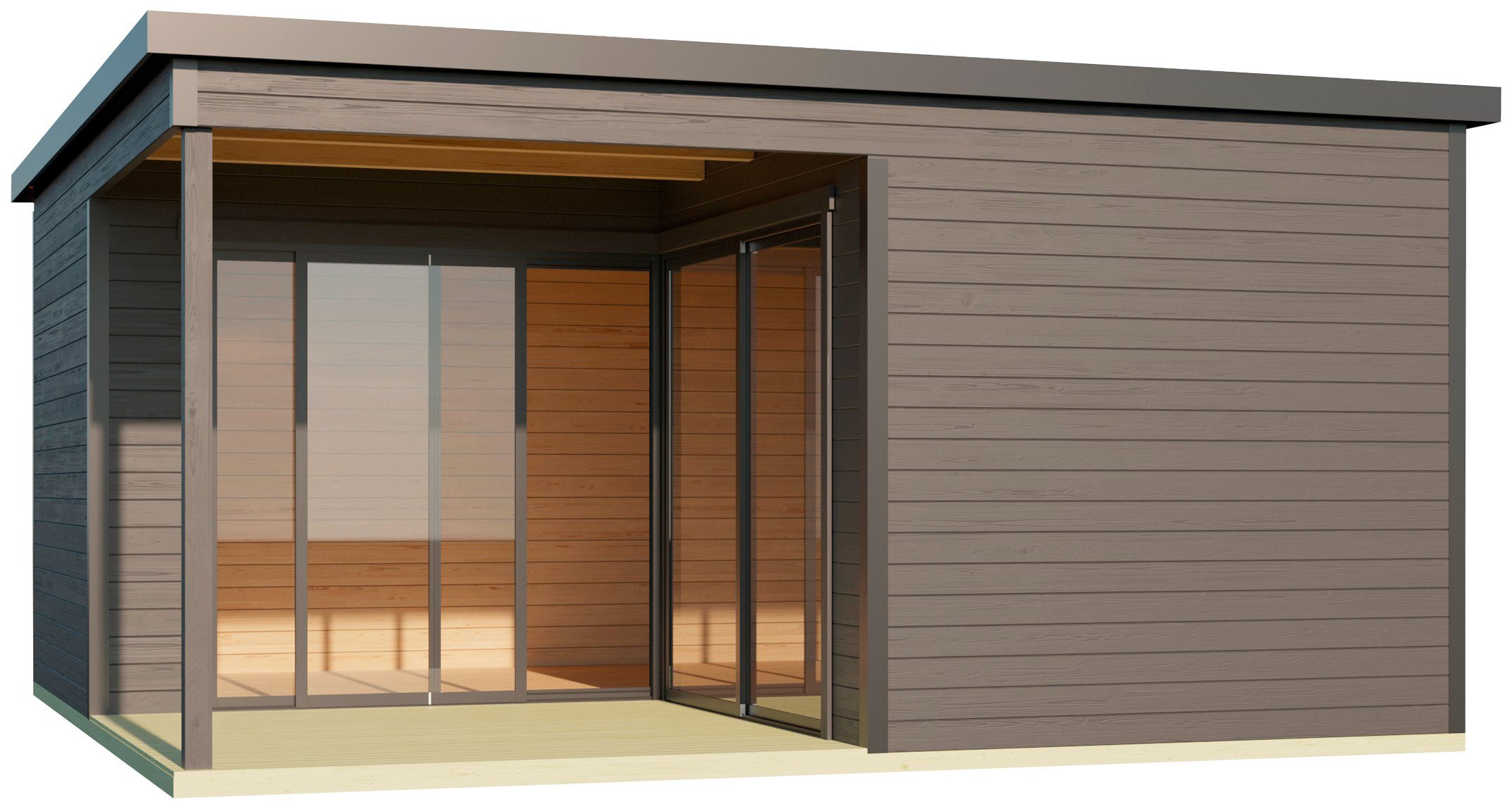 LASITA MAJA Gartenhaus DOMEO 6 LOGGIA CARBONGRAU/ANTHRAZIT, BxT: 519,6x519,6 cm, (Set), mit Überdachung, Fundamentmass 5000 x 5000, Carbongrau