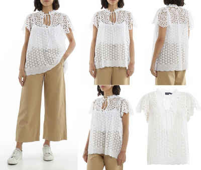 Ralph Lauren T-Shirt POLO RALPH LAUREN Tied Broderie Anglaise Shirt Hemd T-Shirt Top White