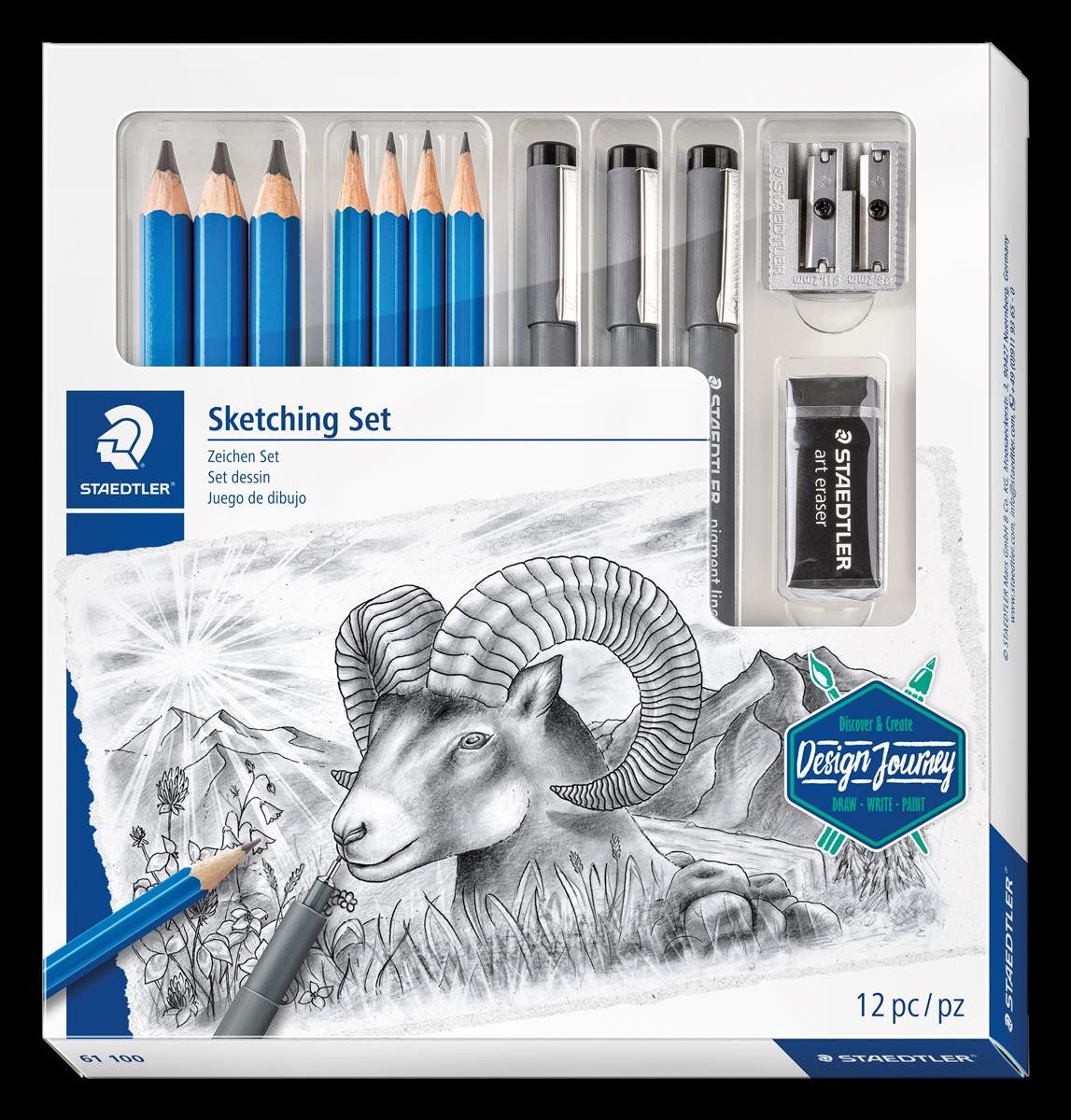 STAEDTLER Kugelschreiber 100 STAEDTLER Zeichenset Sketching Design Journey, 12-teilig