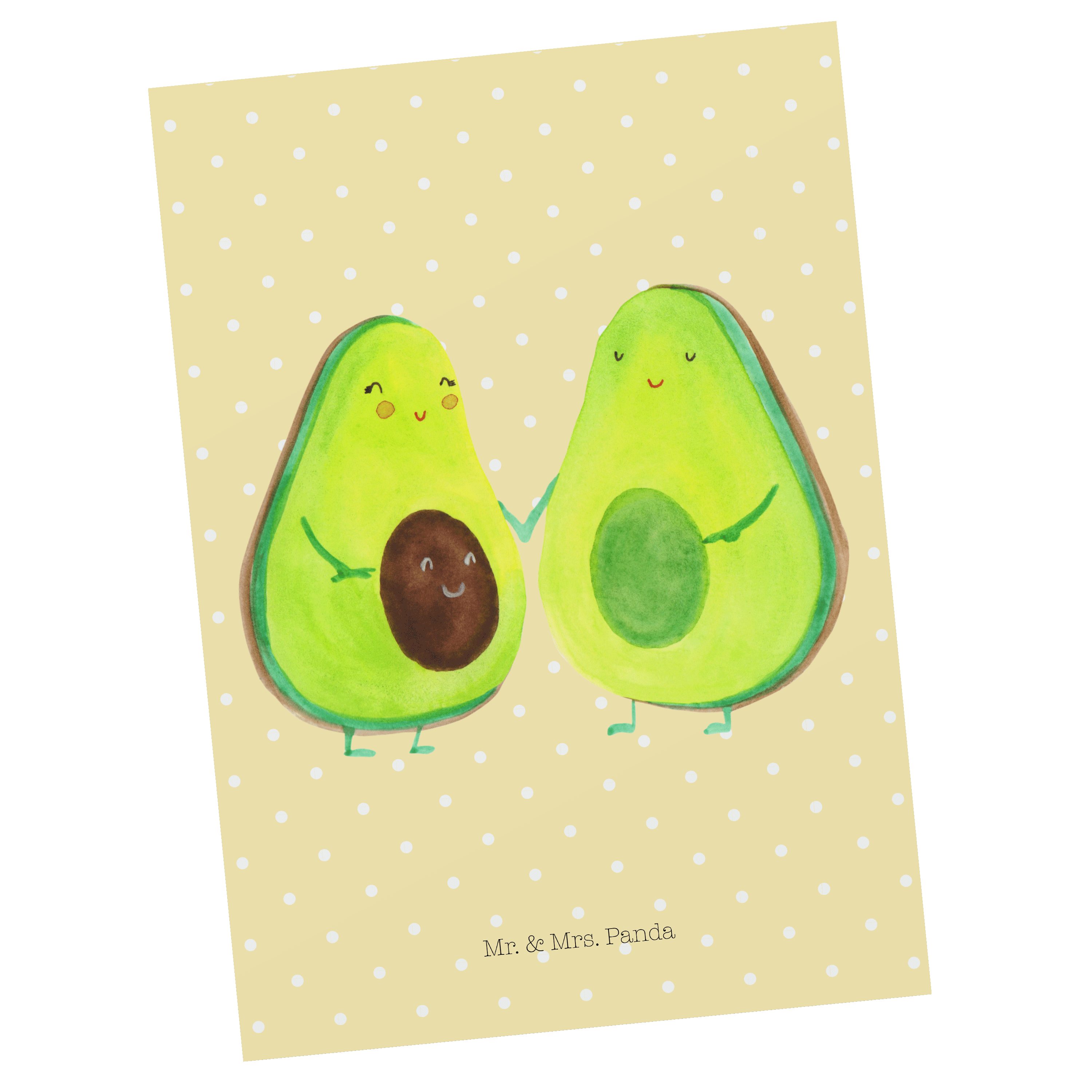 Mr. & Avocado Avo Avocuddle, Postkarte Babyshower, - Gelb - Geschenk, Panda Pastell Pärchen Mrs