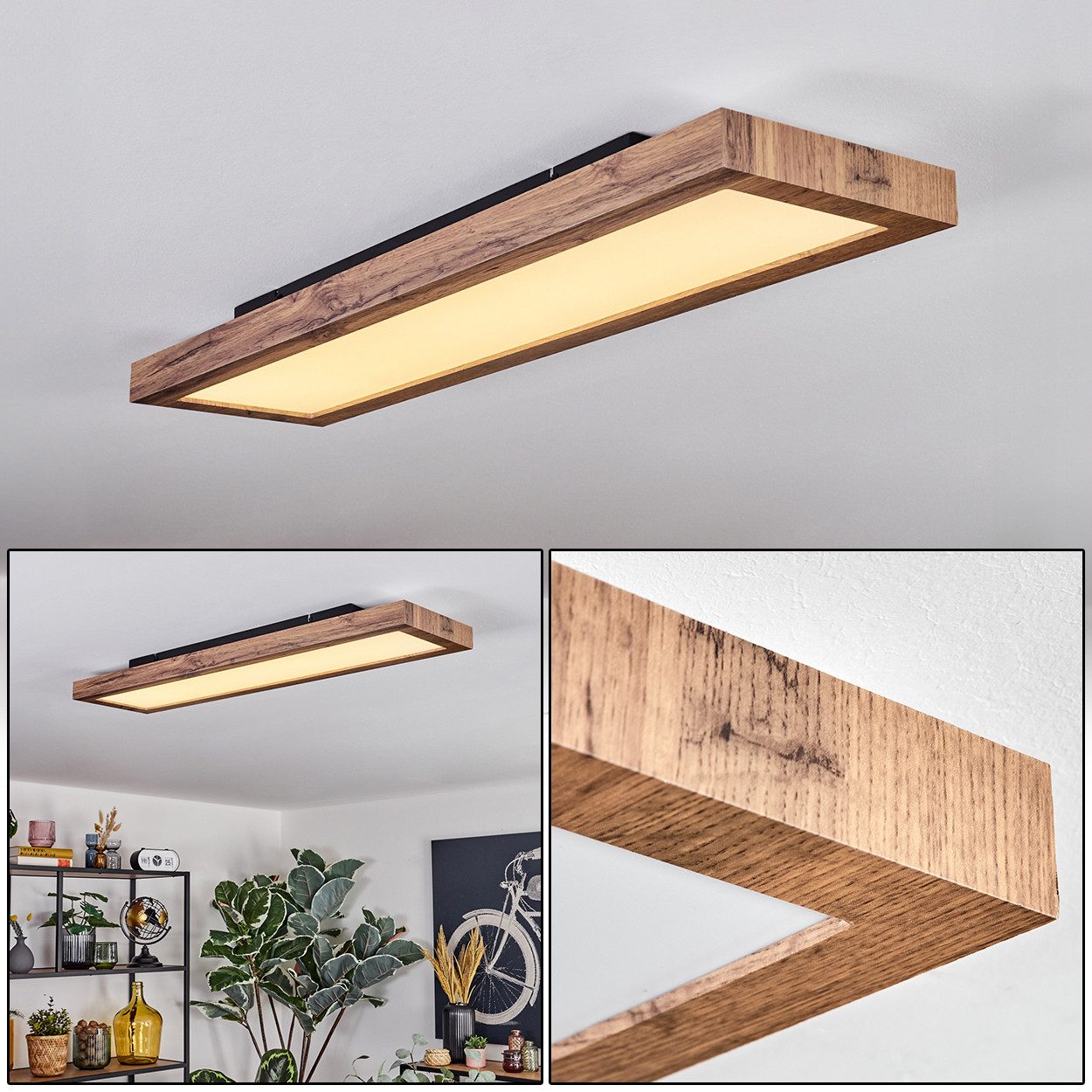 hofstein Deckenleuchte Deckenpanel aus Metall/Kunststoff/MDF in günstig online kaufen