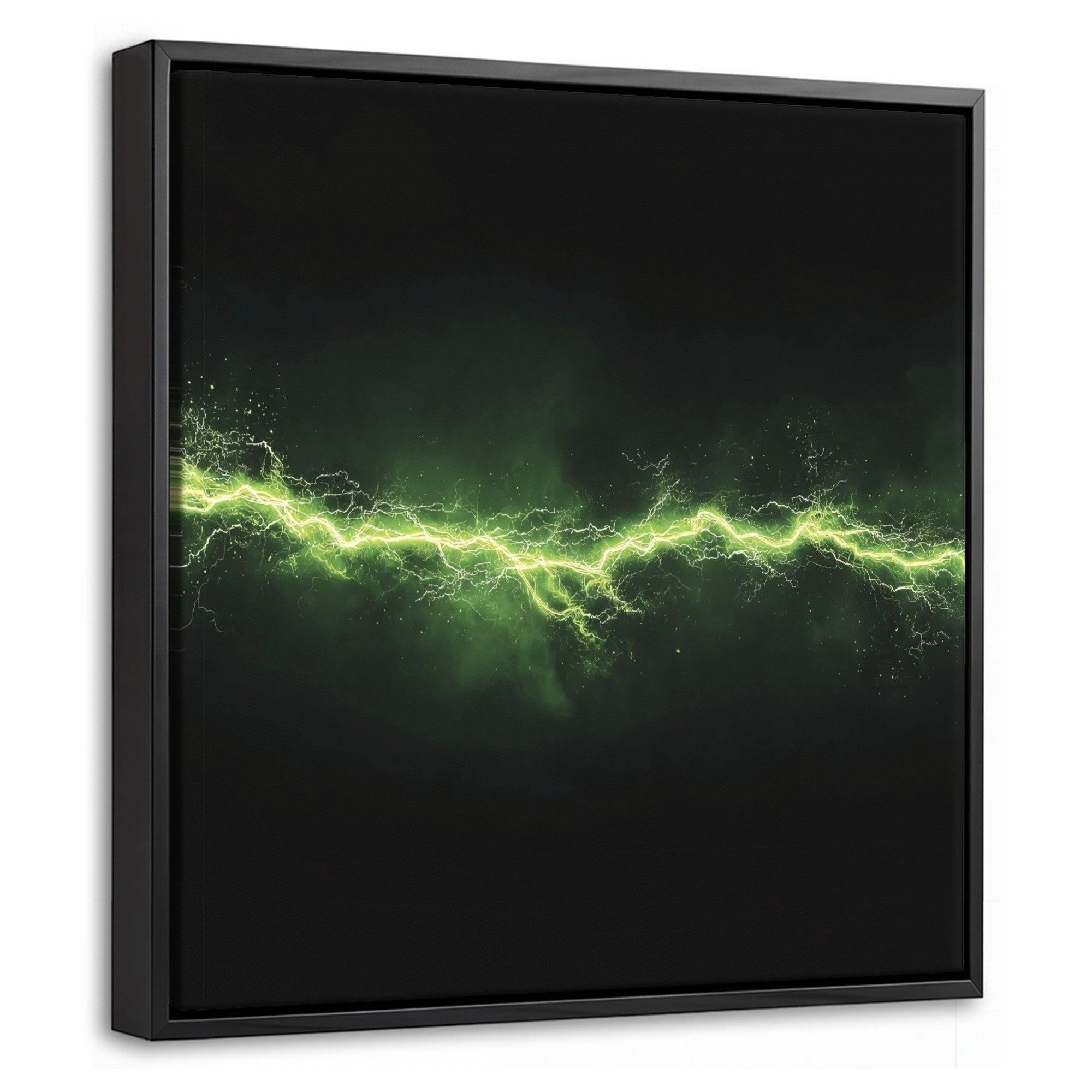 OneMillionCanvasses® Leinwandbild mit Rahmen - Spiele - Elektrizität - Leitung - Funken - Grün, Fotodruck (1 St), Leinwand Bilder Klein, Wand Dekoration Aesthetic 20x20cm