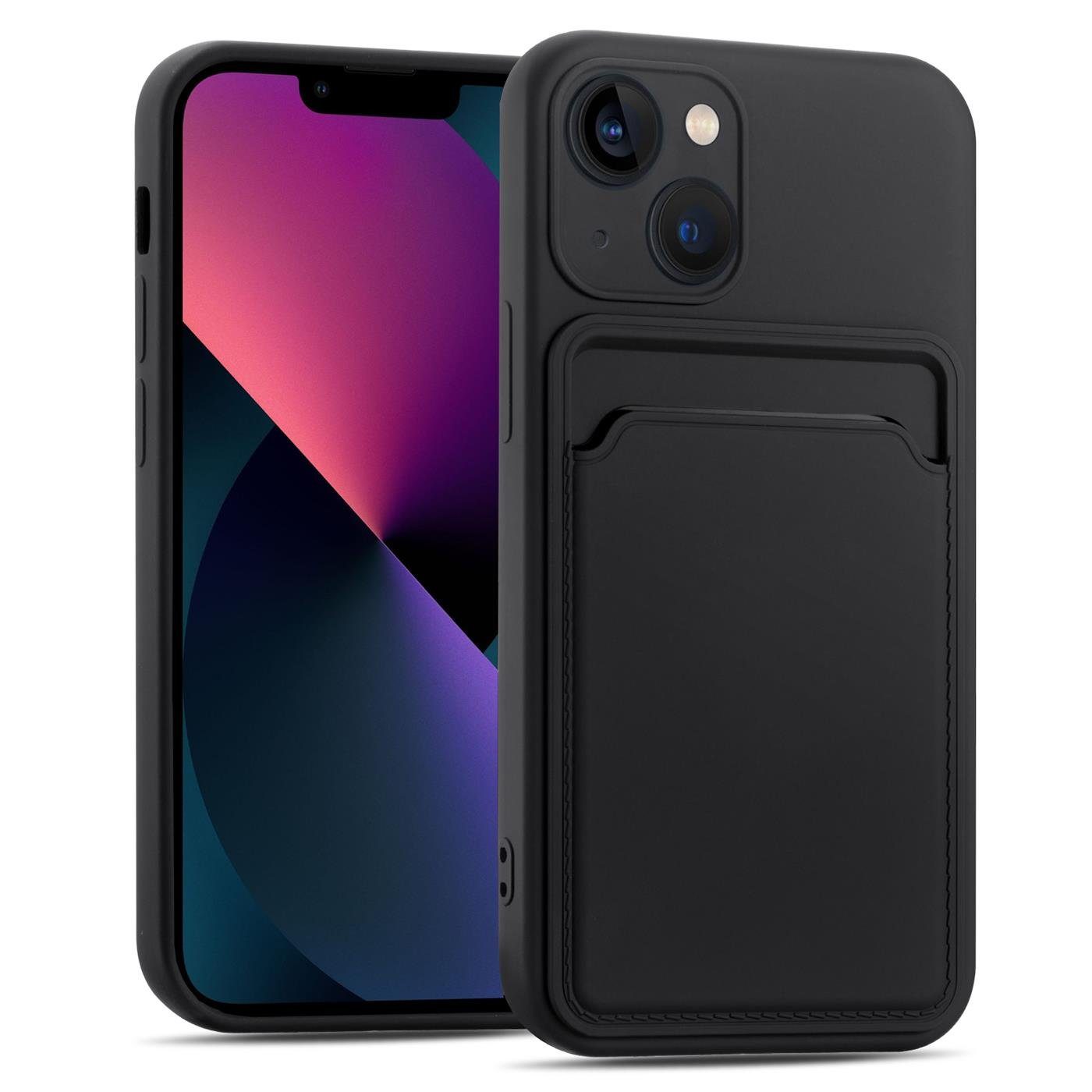 CoolGadget Handyhülle Schutzhülle mit Kartenfach für Apple iPhone 14 6,1 Zoll, Silikon Case Slim TPU Cover Tasche mit Aufbewahrung EC Karte Ausweis