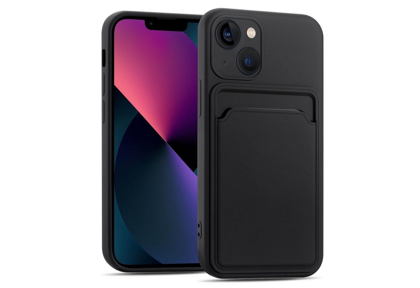CoolGadget Handyhülle Card Case Handy Tasche für Apple iPhone 13 6,1 Zoll, Silikon Schutzhülle mit Kartenfach für iPhone 13 Hülle