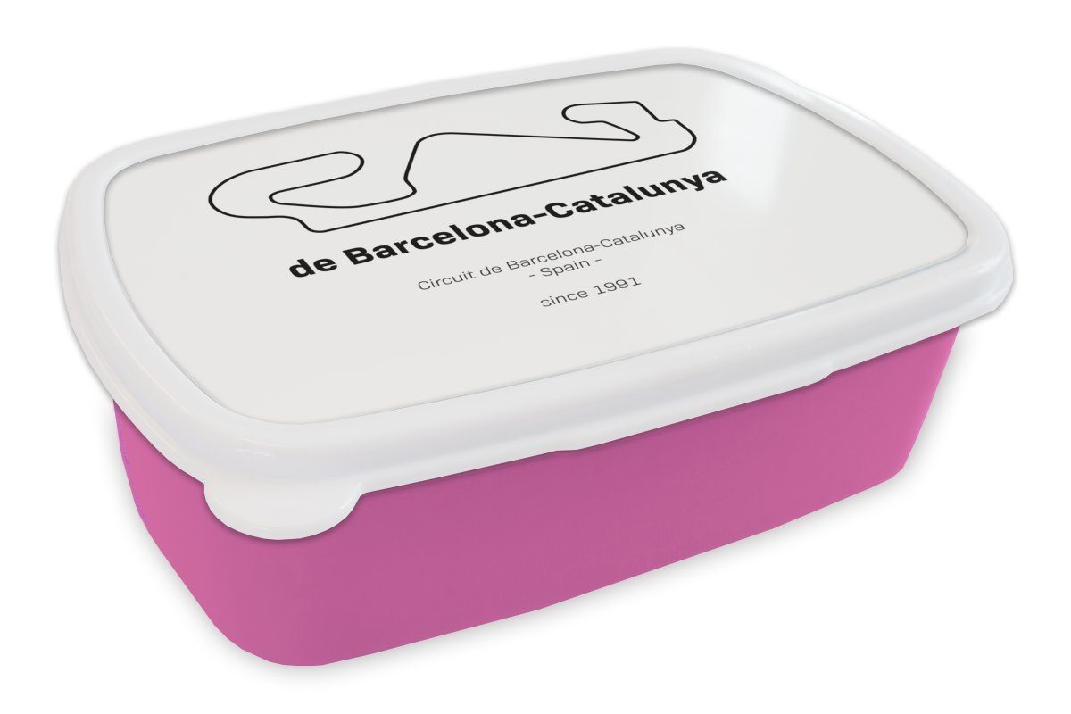 MuchoWow Lunchbox Formel 1 - Rennstrecke - Barcelona, Kunststoff, (2-tlg), Brotbox für Erwachsene, Brotdose Kinder, Snackbox, Mädchen, Kunststoff rosa | Lunchboxen