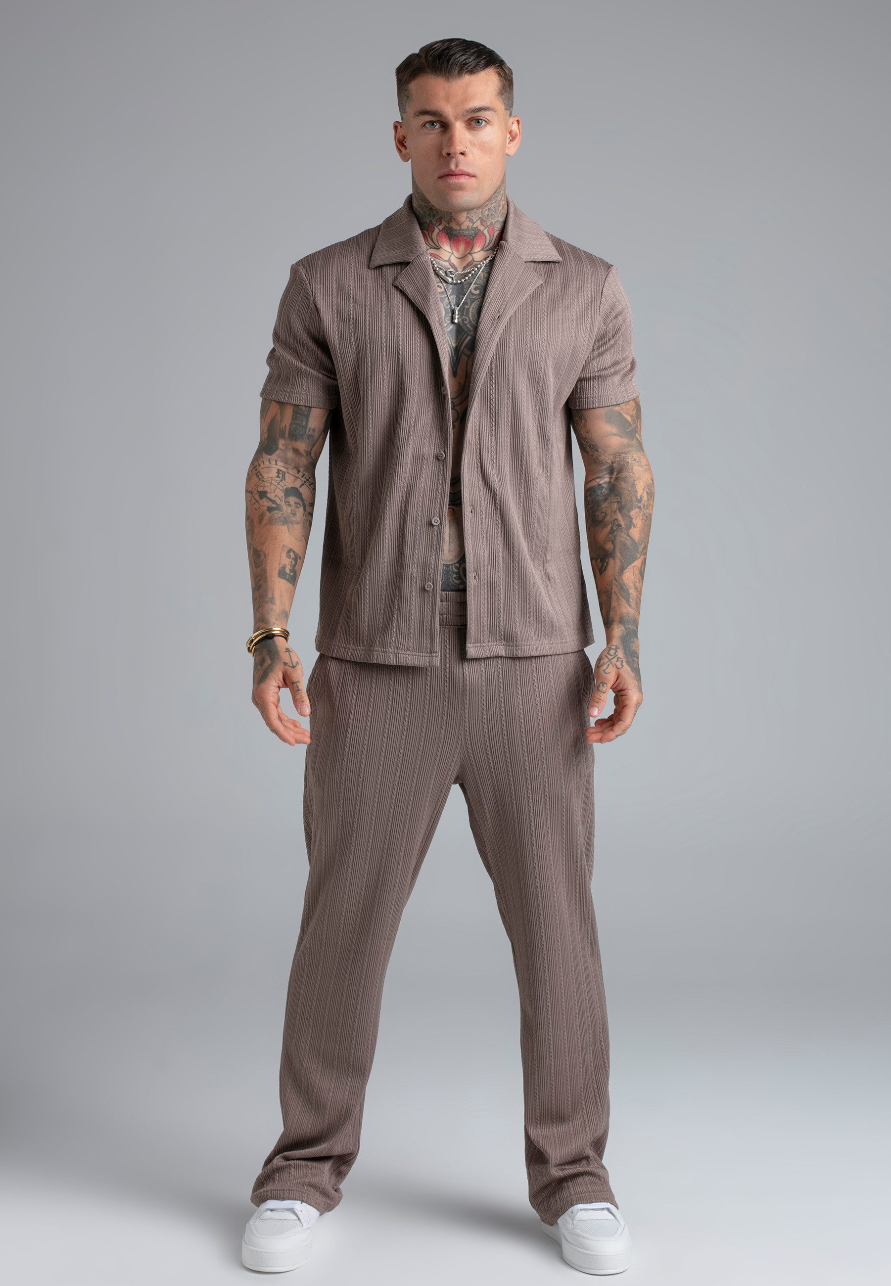 Siksilk Jogger Pants SikSilk Herren Braun Textured Track Pants