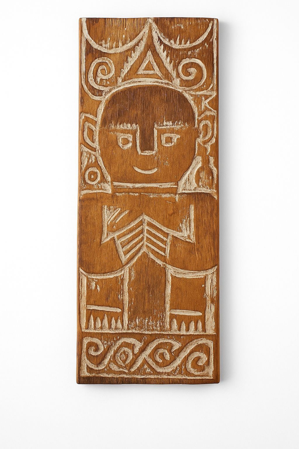 Bali-Homedecor Wanddekoobjekt Wanddeko recyceltes Holz balinesische Kunst Handarbeit rechteckig 44cm