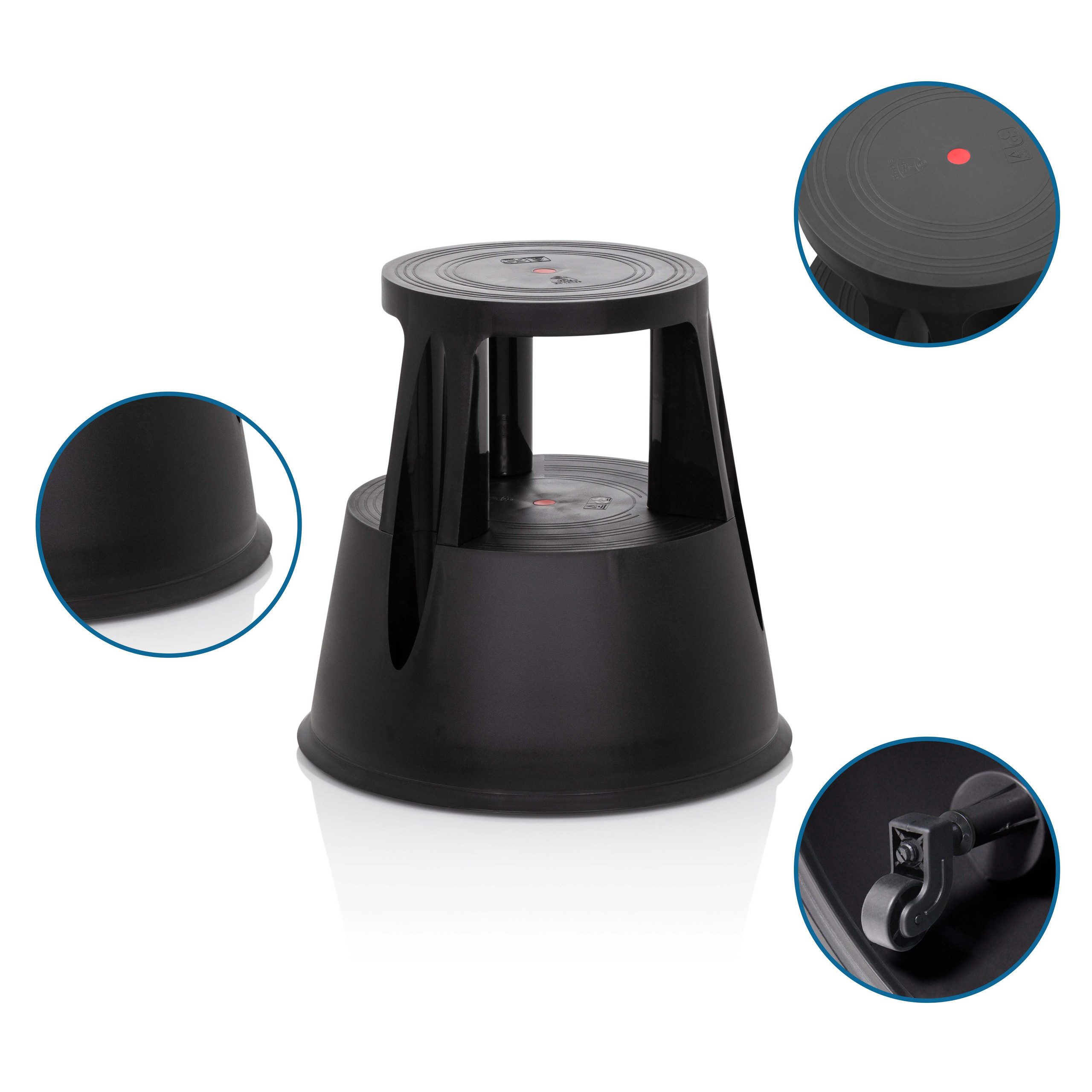 hjh OFFICE Tritthocker Tritthocker TIO-M I Kunststoff, Rollhocker