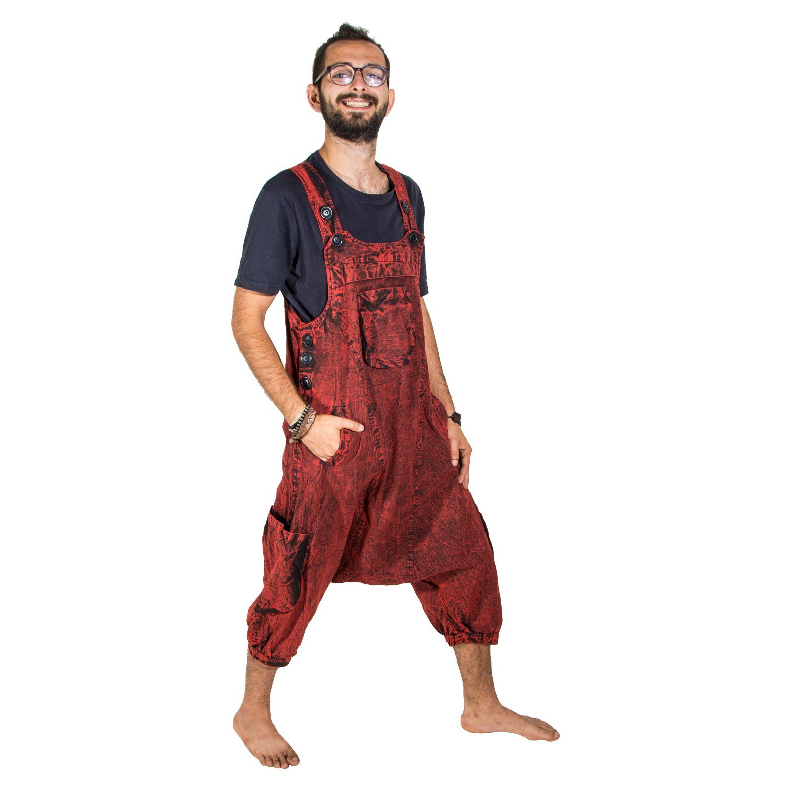 KUNST UND MAGIE Latzhose Overall Unisex Vintage Latzhose Ibiza stonewashed Haremshose
