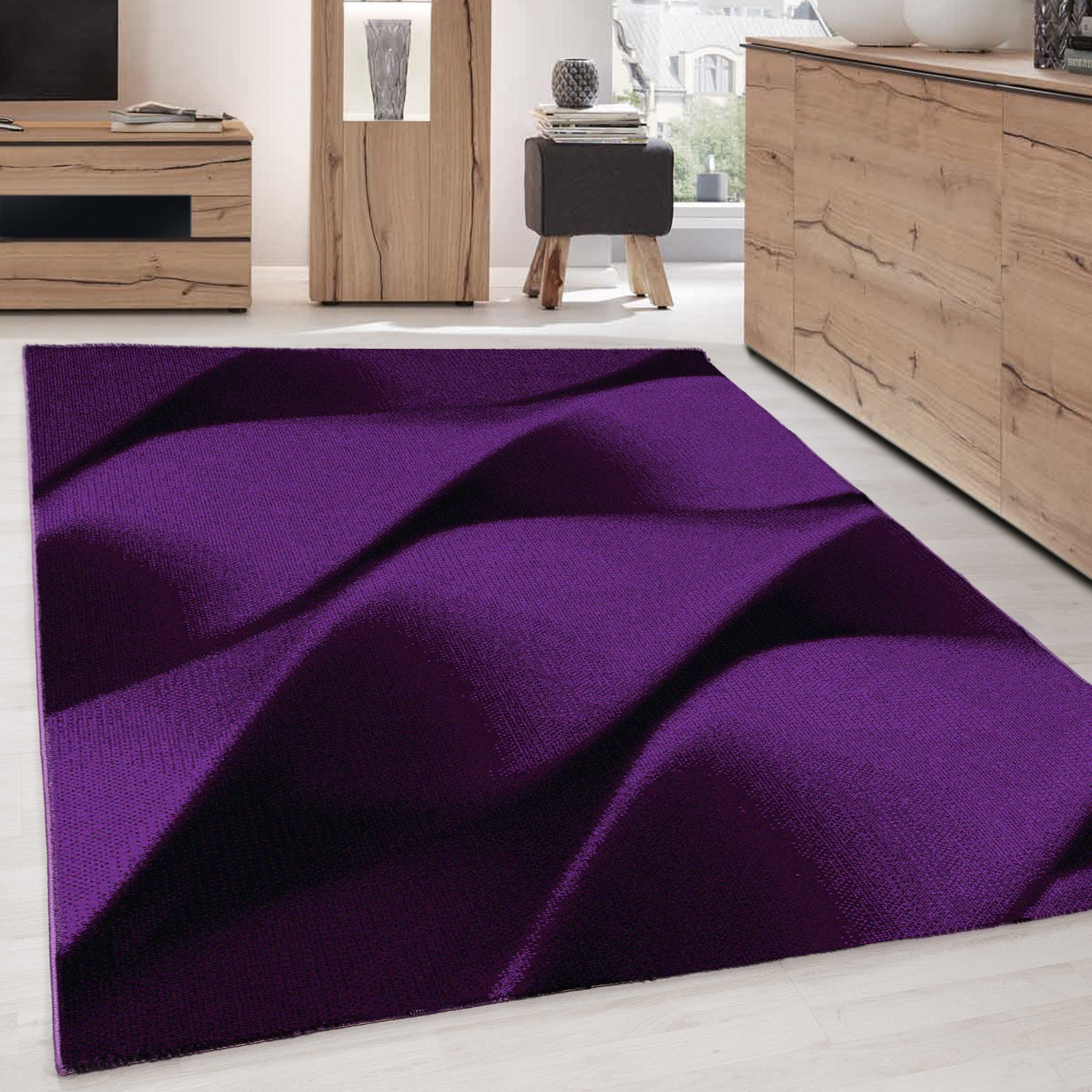 Designteppich Abstrakt Wellen Design, Carpettex, Läufer, Höhe: 12 mm, Kurzflor Teppich Wohnzimmer Abstrakt Wellen Design versch. größe