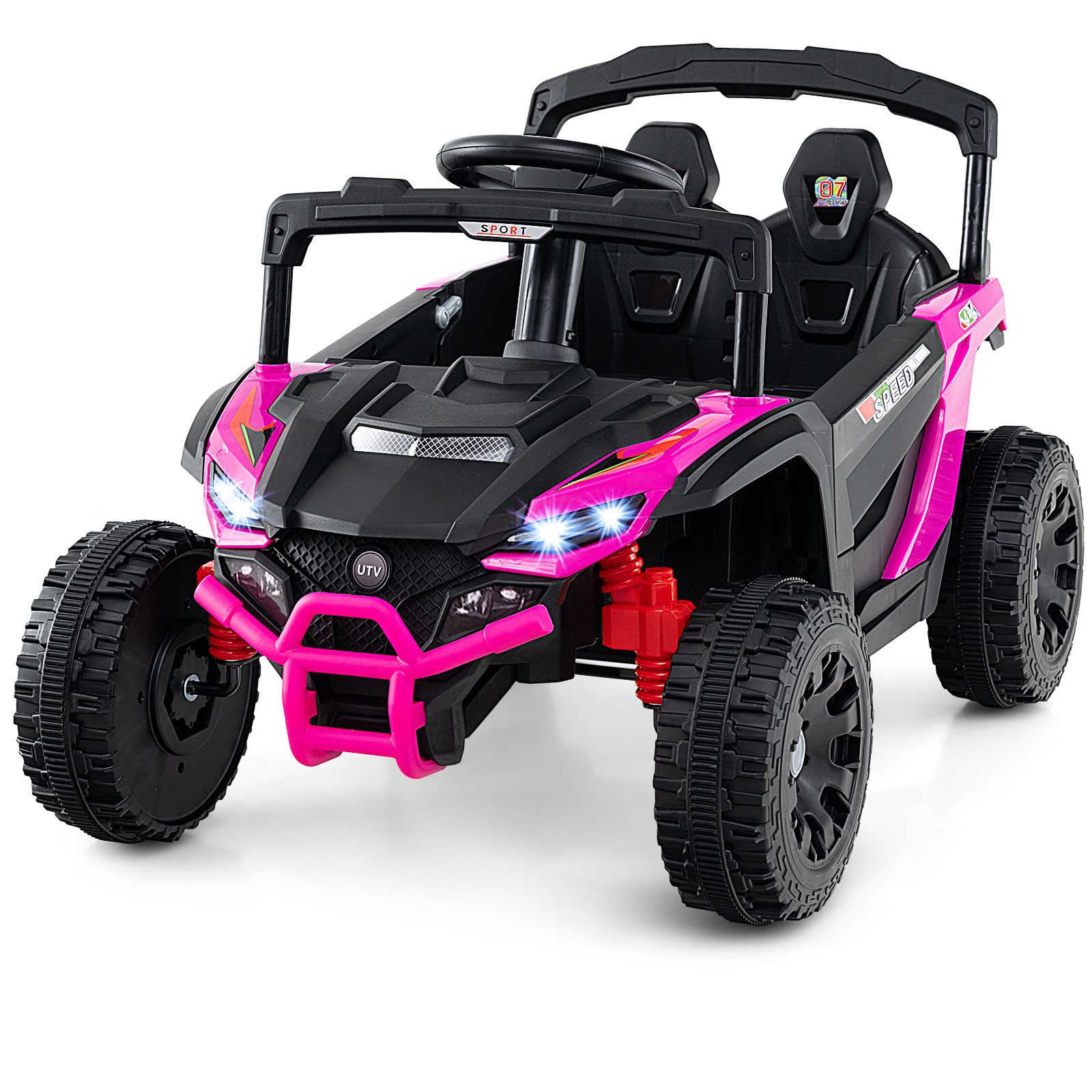 COSTWAY Elektro-Kinderauto, Belastbarkeit 30 kg, 12V Elektroauto, mit Fernbedienung, LED, Musik, Hupe
