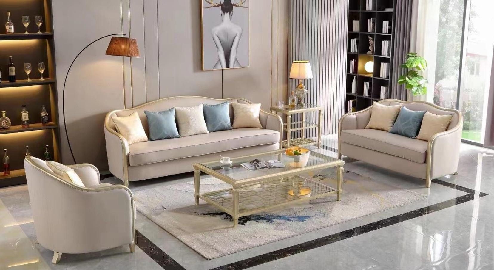 Xlmoebel Polstergarnitur Modernes Sofa-Set mit Stoffbezug in zeitgemäßem Design, (3-tlg., Sofagarnitur 3+2+1 Sitzer), Hergestellt in Europa