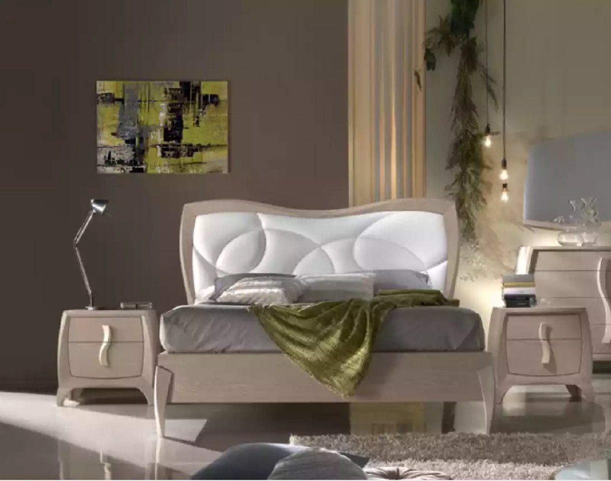 JVmoebel Schlafzimmer-Set Bett Nachttische), Made Schlafzimmer Design Bett Komplett + in tlg. Garnitur, 2x Luxus 3 Italy Nachttische (3-St., 2x