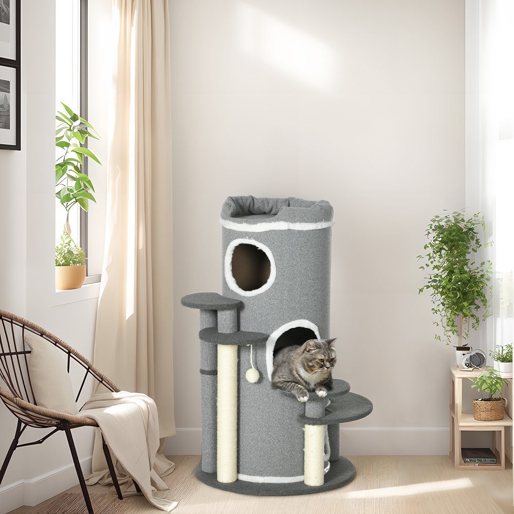 PawHut Kratzbaum Kratztonne Katzenbaum mit Katzenbett, günstig online kaufen