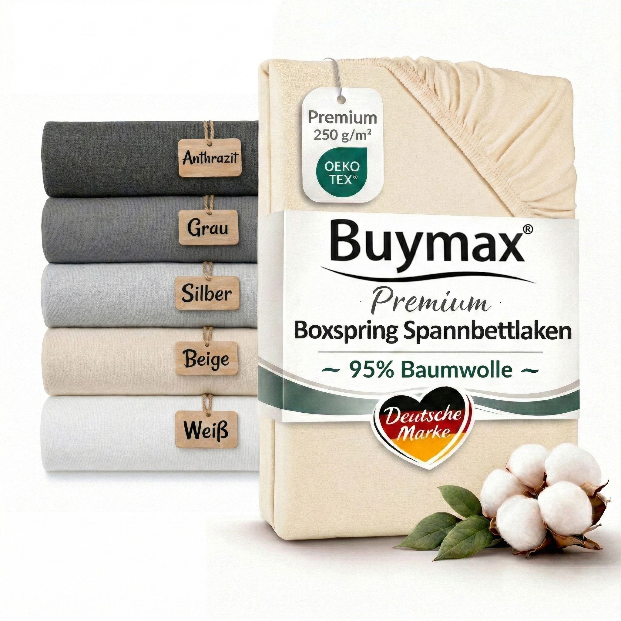 Spannbettlaken Premium Jersey für Boxspringbett, 95% Baumwolle, bis 35 cm