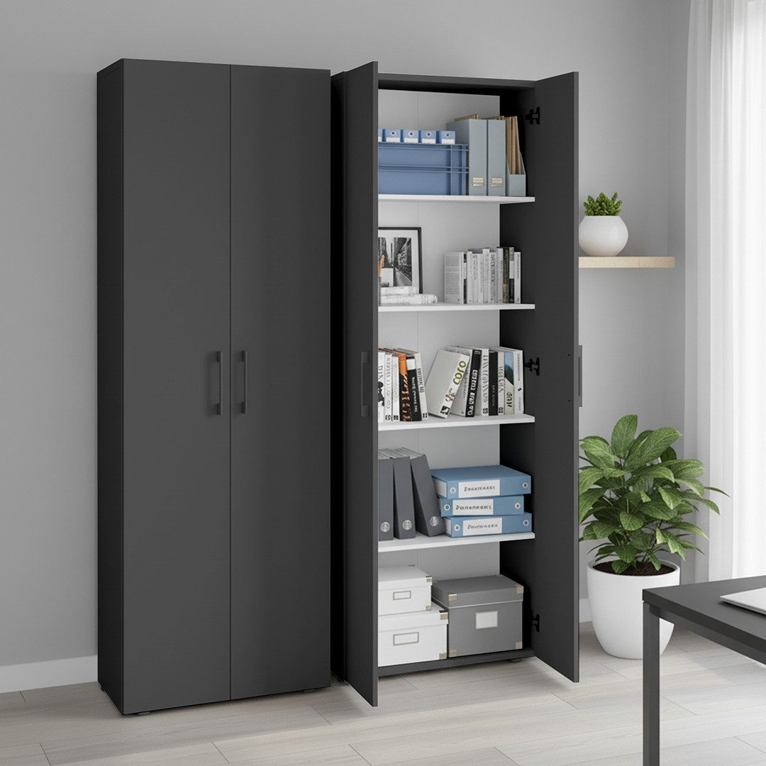 Bellamio Mehrzweckschrank Apol (Anthrazitschwarz) Aktenschrank mit 2 Türen günstig online kaufen