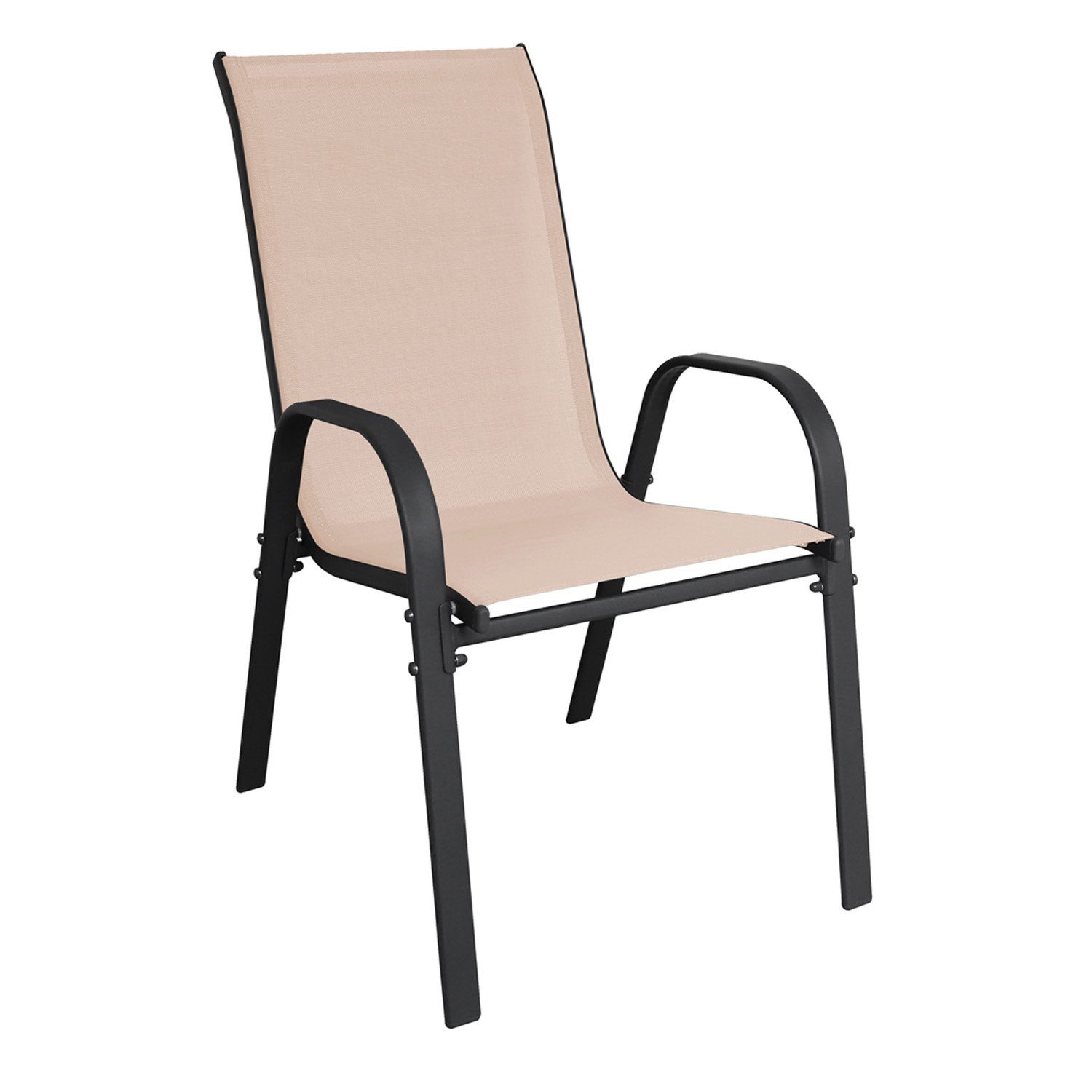 INDA-Exclusiv Armlehnstuhl Stapelstuhl Metall - Textilen Farbe Anthrazit - Beige