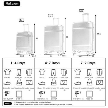 BlingBin Hartschalen-Trolley Rollkoffer Handgepäck XL, 4 Rollen, 360°leises Universal- Räder, TSA Zollschloss, 77.5*50.5*30