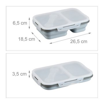 relaxdays Lunchbox Faltbare Lunchbox mit 2 Fächern, Silikon