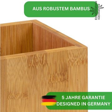 Thiru Besteckhalter Utensilienhalter aus Bambus - 10 x 10 x 13,5 cm