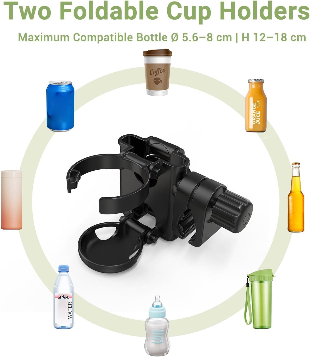 FELIXLEO Becherhalter 3 in 1 Kinderwagen Getränkehalter Handyhalter Doppelhalter, (1-St)
