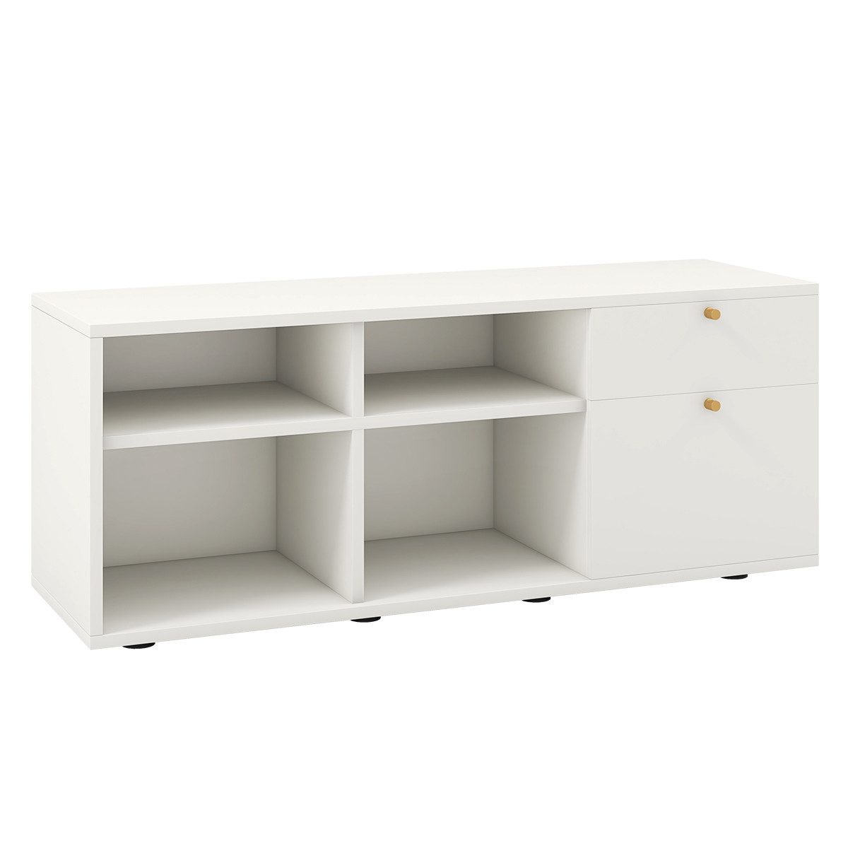 COSTWAY Kommode, mit 2 Schubladen & 4 Fächern, Holz weiß, 108x39x50cm