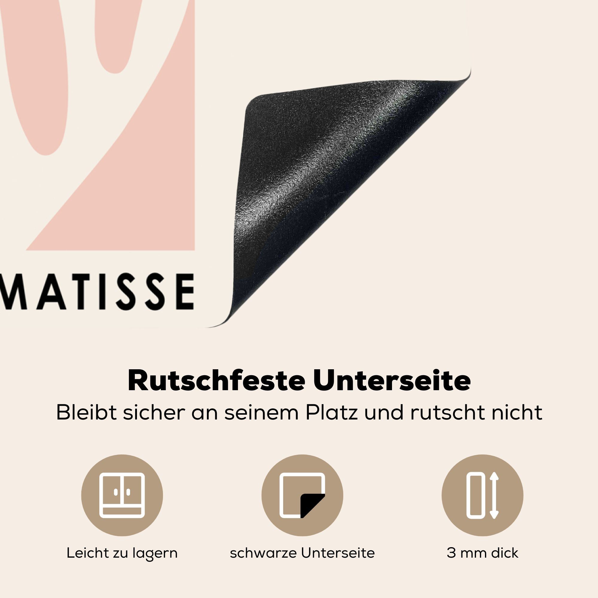 Herdblende-/Abdeckplatte Matisse 70x52 Rosa MuchoWow Vinyl, Mobile Ceranfeldabdeckung Pastell (1 - - tlg), Arbeitsfläche Abstrakt, nutzbar, - cm,