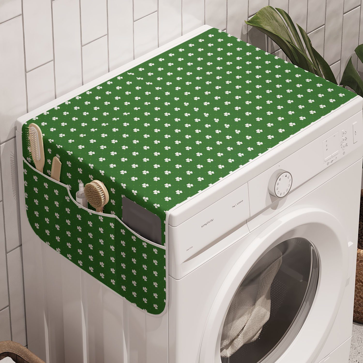 Abakuhaus Badorganizer Anti-Rutsch-Stoffabdeckung für Waschmaschine und Trockner, St. Patrick's Day Mini-Klee-