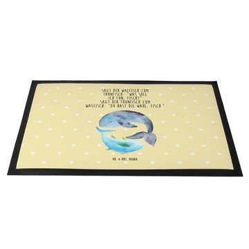 Fußmatte 40 x 60 cm Walfisch Thunfisch - Gelb Pastell - Geschenk, Witz, Schmut, Mr. & Mrs. Panda, Höhe: 0.3 mm, abriebfest