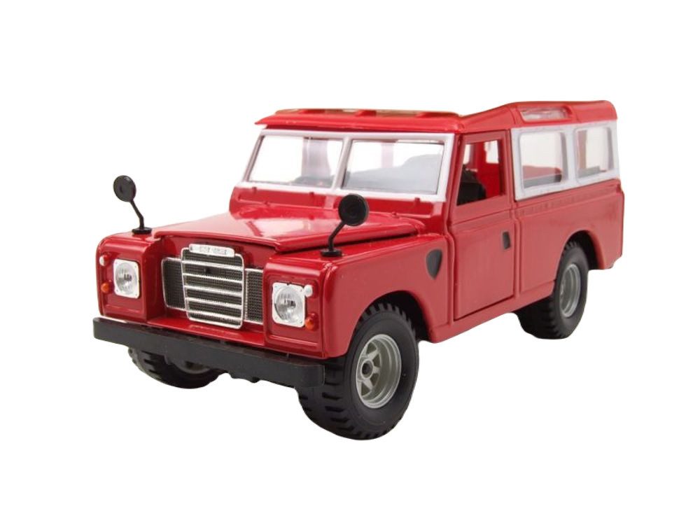 Bburago Modellauto Land Rover Serie II rot weiß, Maßstab 1:24