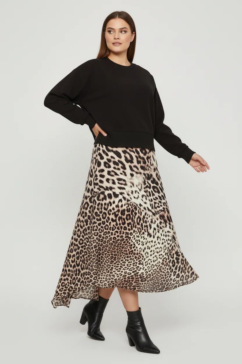 Shape of You Minikleid Midikleid mit Leopardenmuster günstig online kaufen