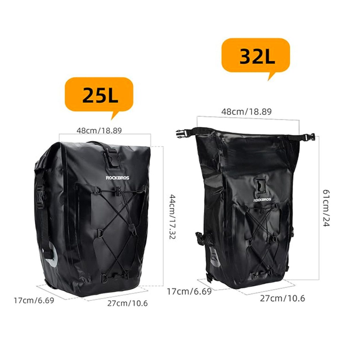 ROCKBROS Fahrradtasche, Wasserdichte Fahrradträgertasche mit erweiterbarem Stauraum