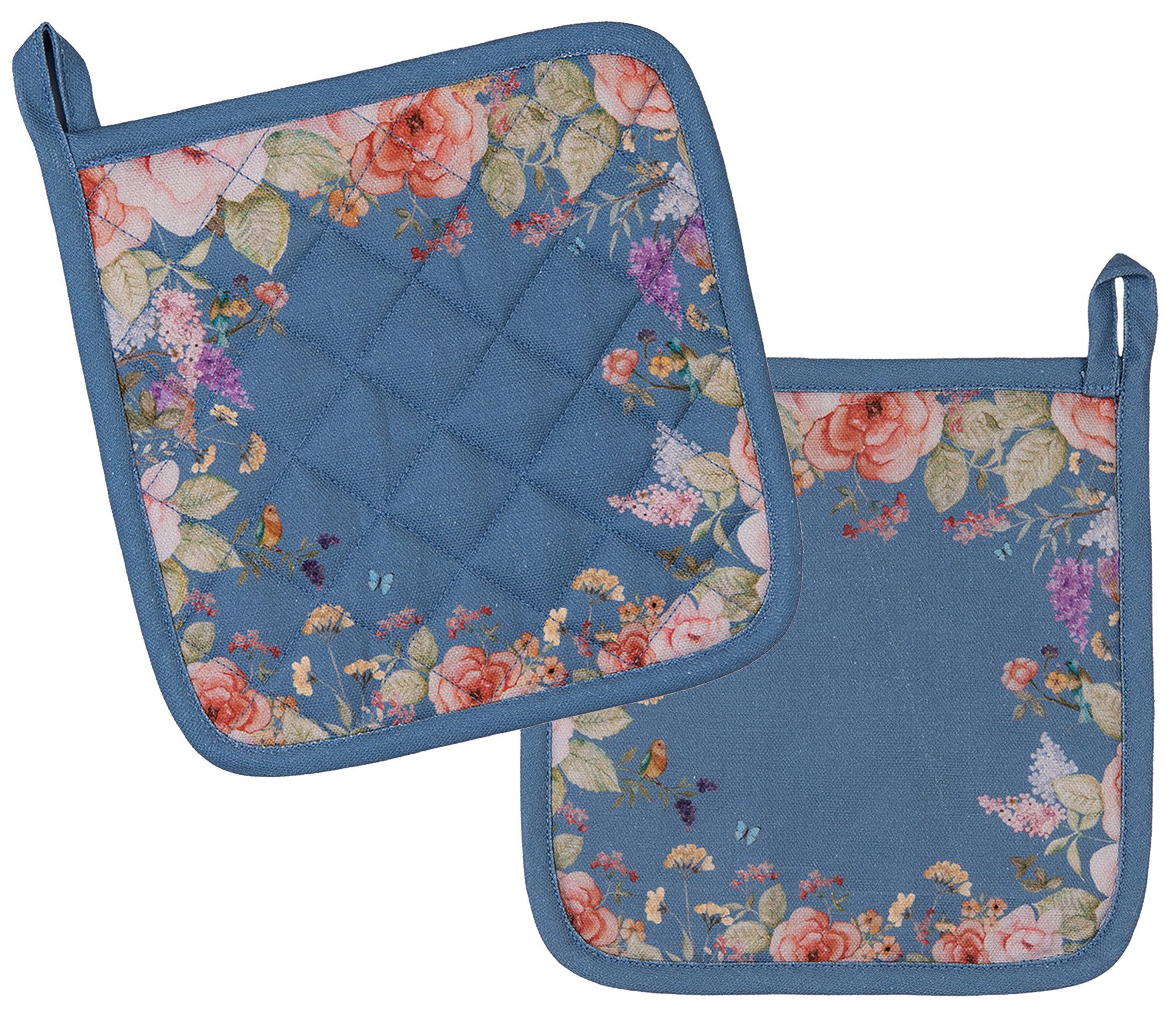 Clayre & Eef Topflappen Floral Fiesta, (2-tlg., 2-teilig), hitzebeständig wattiert Pfannen Untersetzer ca.20x20cm