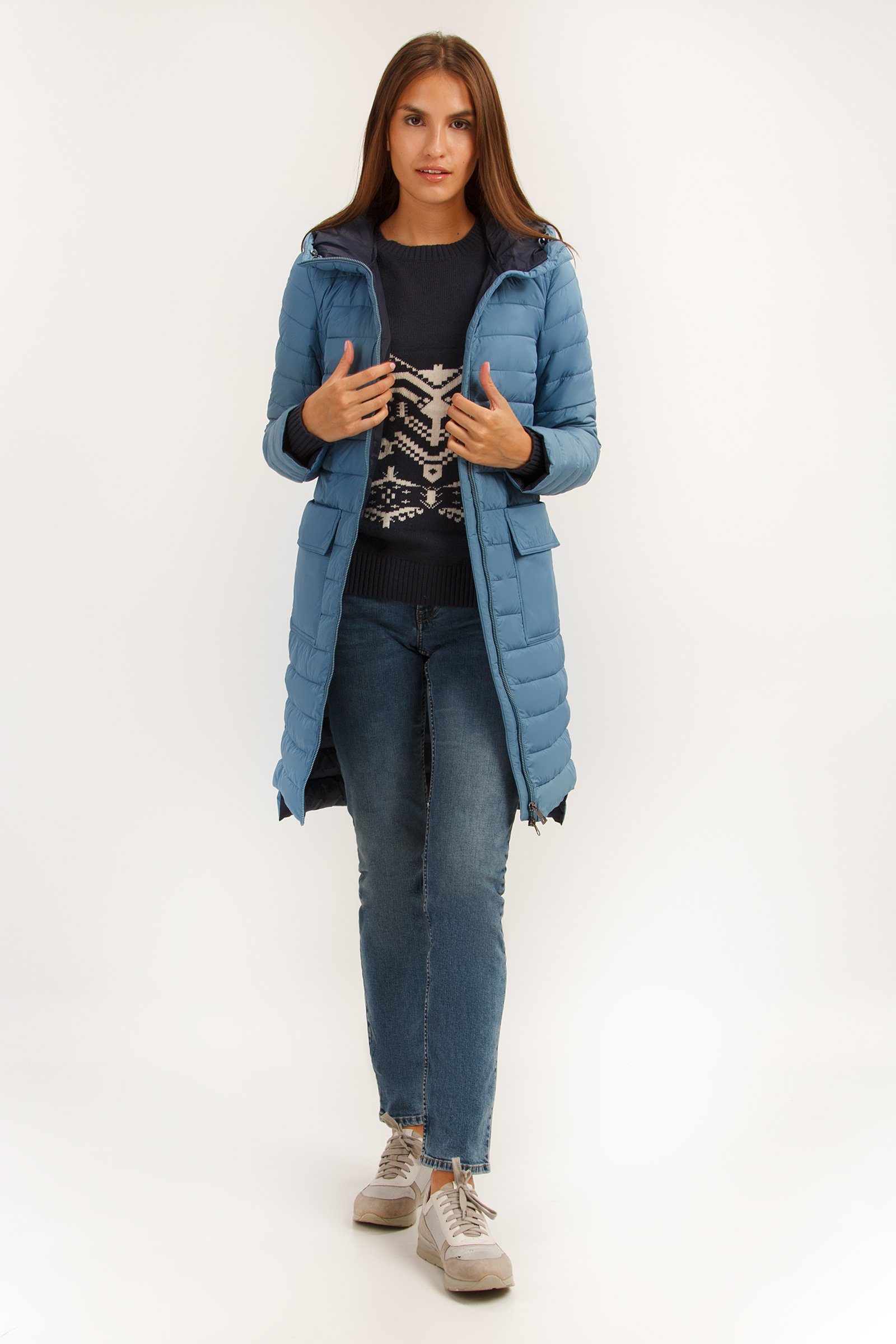 Finn Flare Steppmantel Uni mit warmer Kapuze
