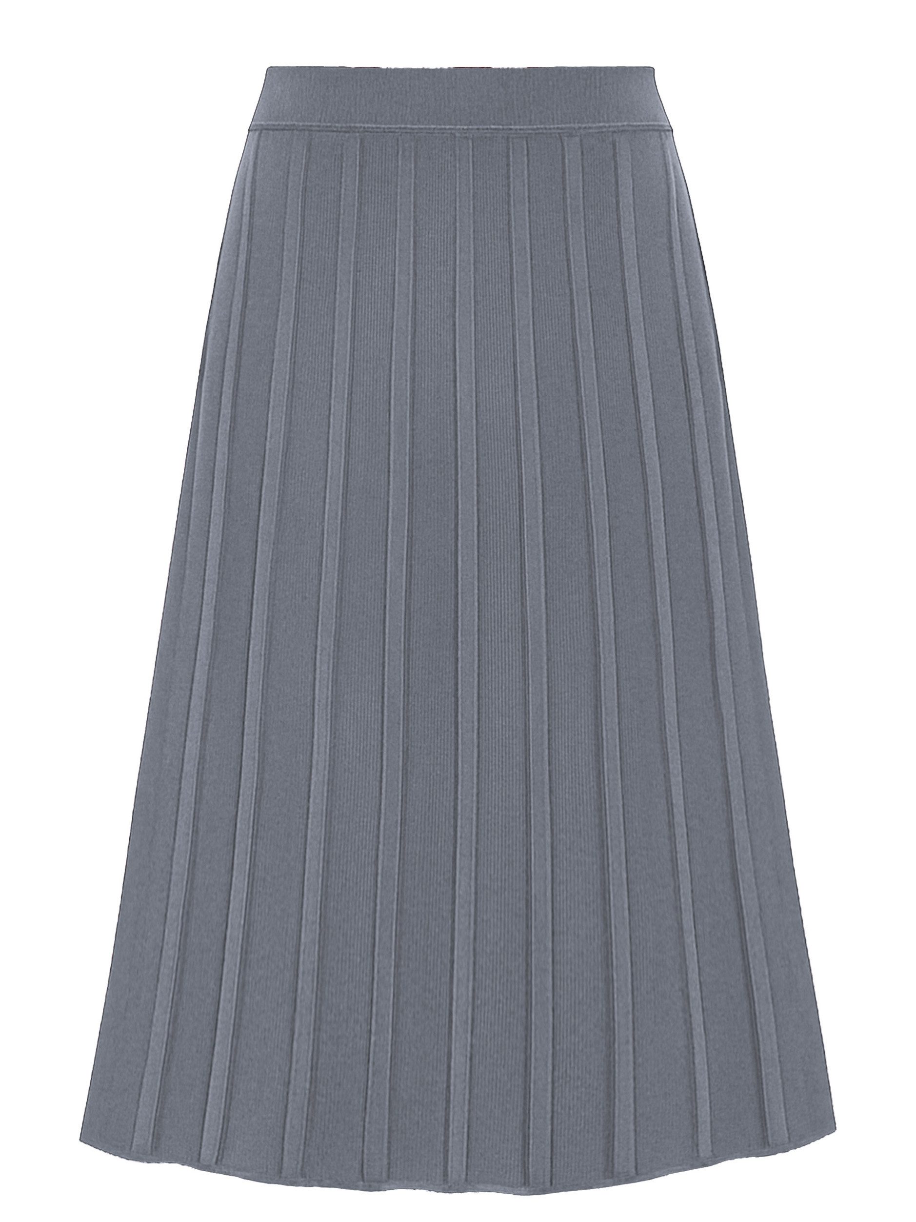 SASSYCLASSY Midirock Plissierter Strickrock für Damen Strukturierter Rock mit Plisseefalten und elastischem Bund