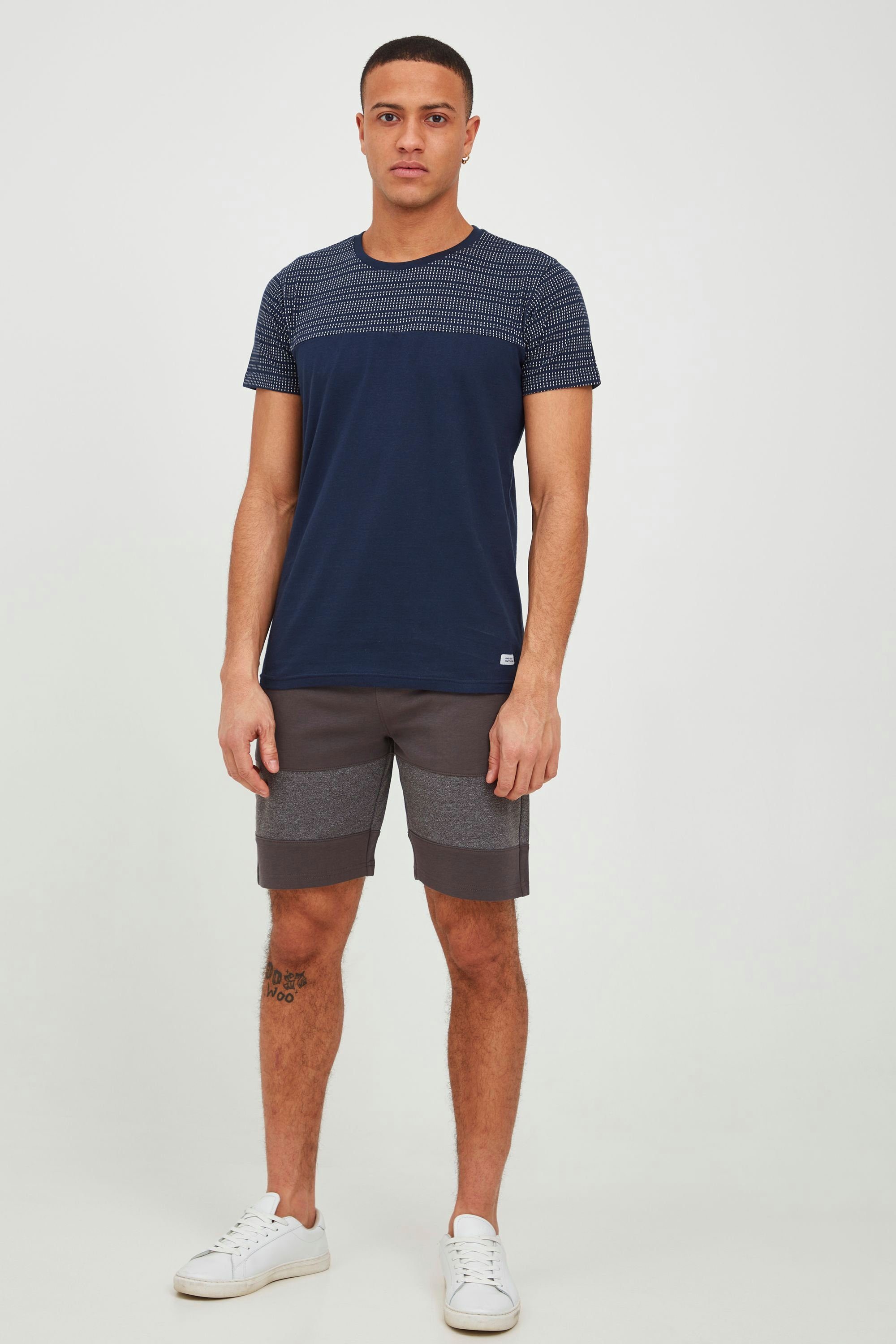 (400) Navy IDRosto T-Shirt Colorblock-Look Indicode T-Shirt im