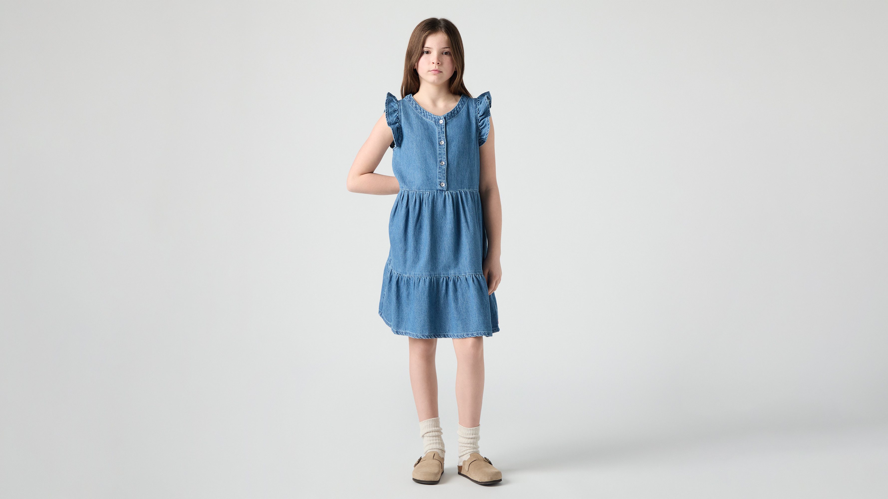 Levi's® Kids Jeanskleid LVG FLUTTER SLEEVE BUTTON UP D for Girls, mit kurzer Knopfleiste – Bild 4 von 5