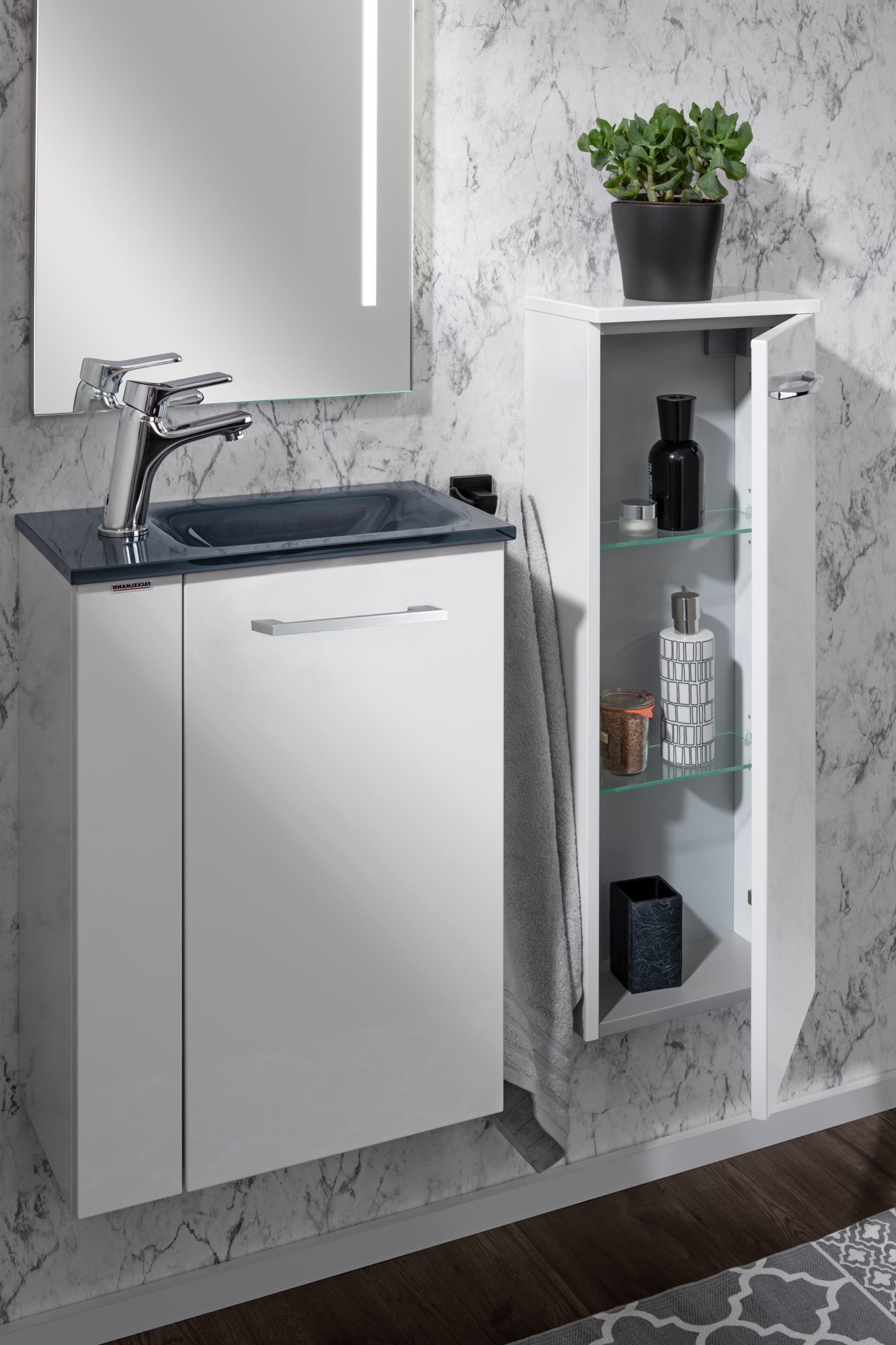 FACKELMANN Waschbeckenunterschrank Badmöbel für Gäste-WC, Breite ca. 45 cm white weiss | Waschbeckenunterschränke